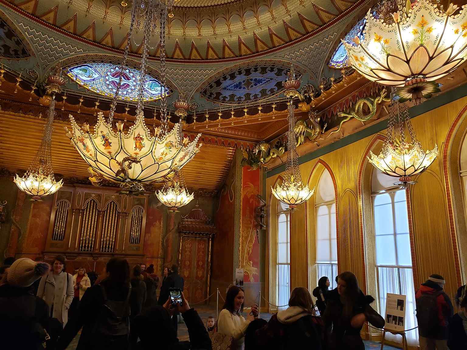 The Music Room, one of the Pavilion’s grand ceremonial interiors, reflecting the lavish Regency entertainment that George IV loved.