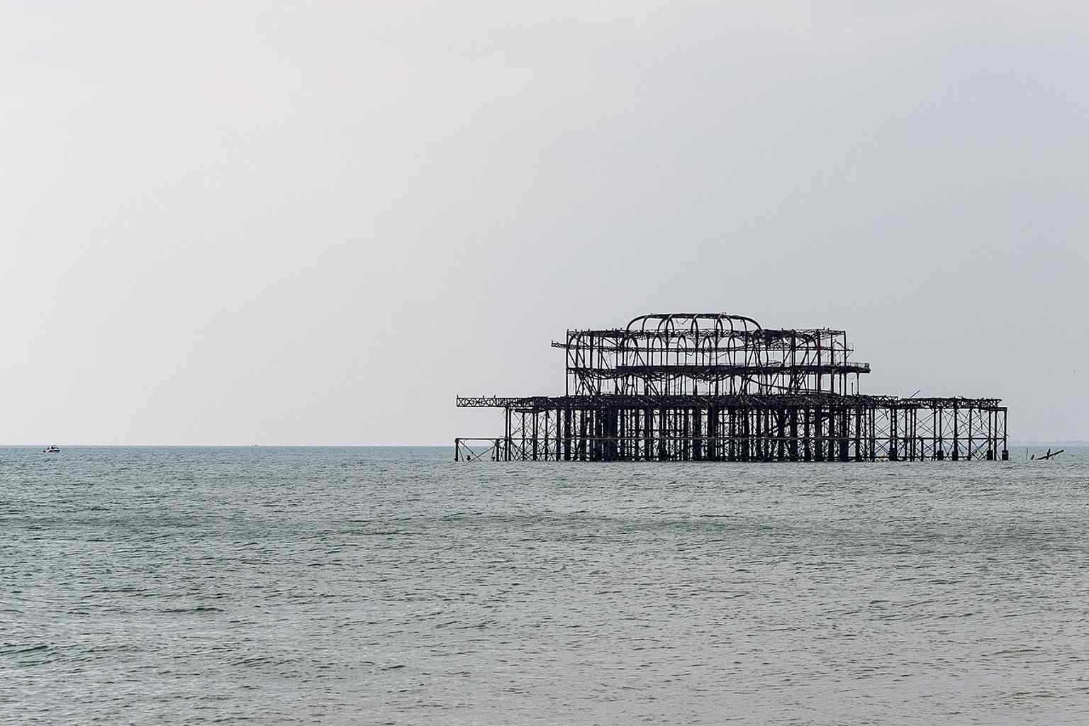 A close look at the rusting ironwork of the ruined pier, echoing the Grade I-listed structure’s long battle with the sea.