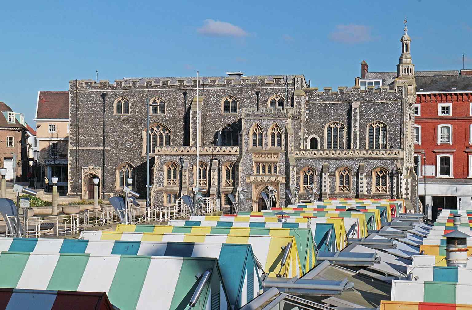 The Guildhall’s full Market Place façade, showing the great medieval civic building that Henry IV’s charter helped Norwich build for self-government.