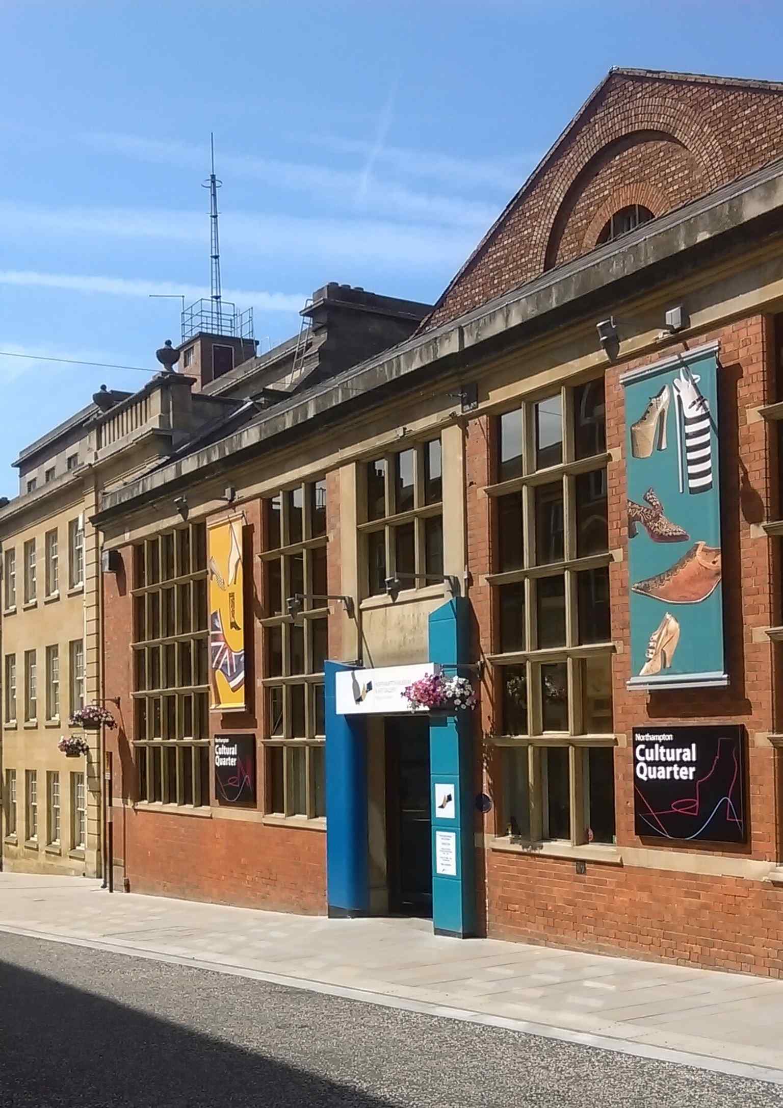 The museum’s main entrance on Guildhall Road, home to Northampton’s celebrated shoe collection since the 1884 move to the old county gaol site.