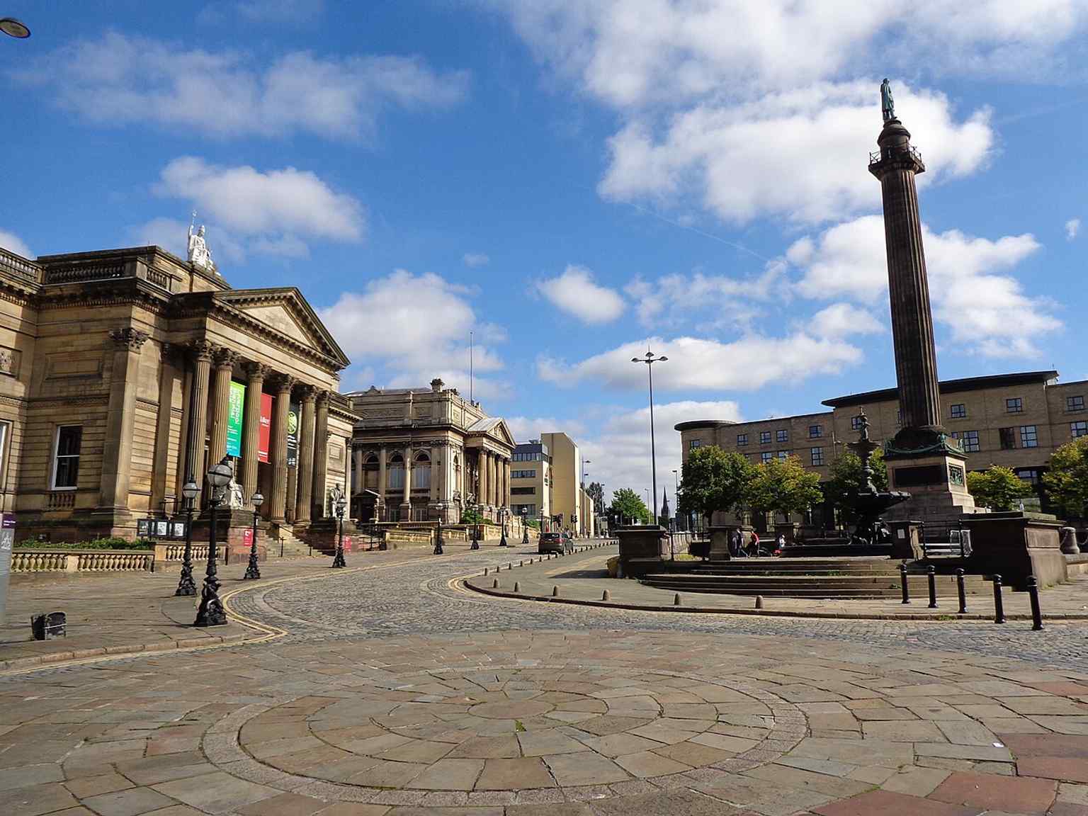 The gallery seen with Wellington’s Column, placing it in Liverpool’s great 19th-century cultural quarter alongside the World Museum and William Brown Library.