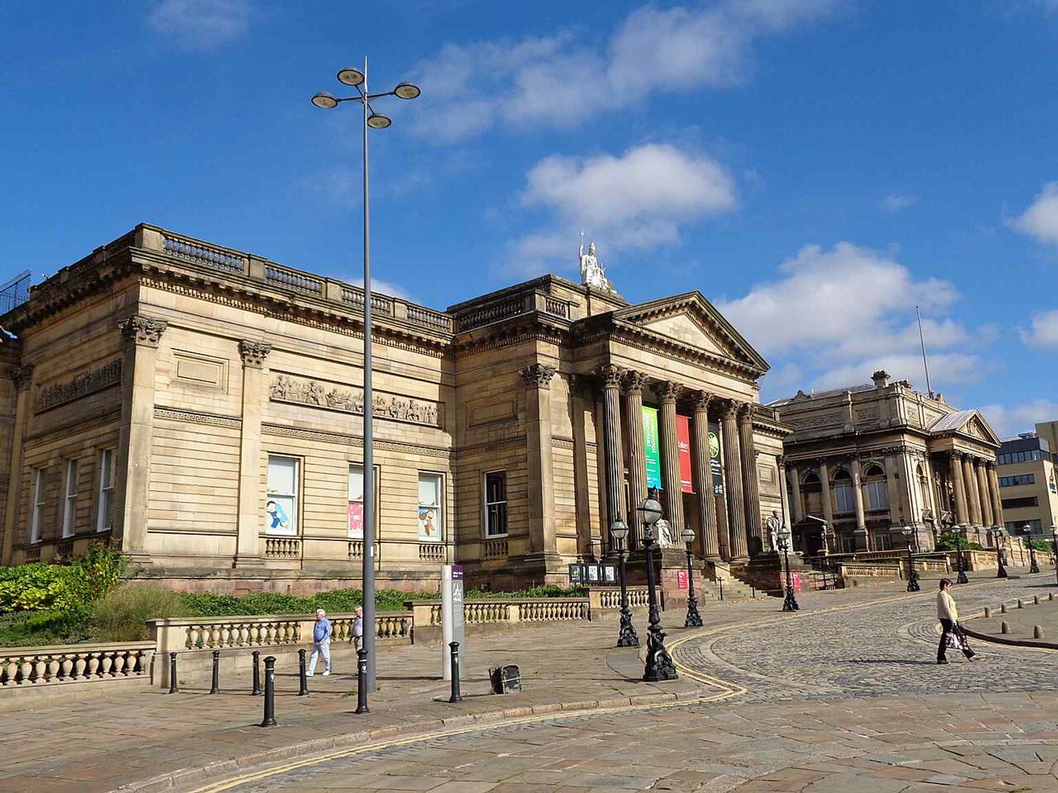 A modern exterior view that shows the Walker’s grand stone frontage, reflecting the building’s place in the civic ensemble funded by Liverpool’s Victorian benefactors.