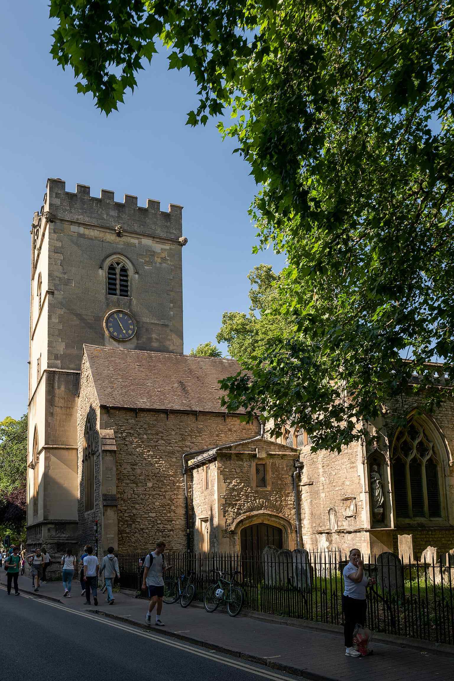 A full view of St Michael at the North Gate, the Saxon church tower said to date from around 1040 and Oxford’s oldest surviving building.