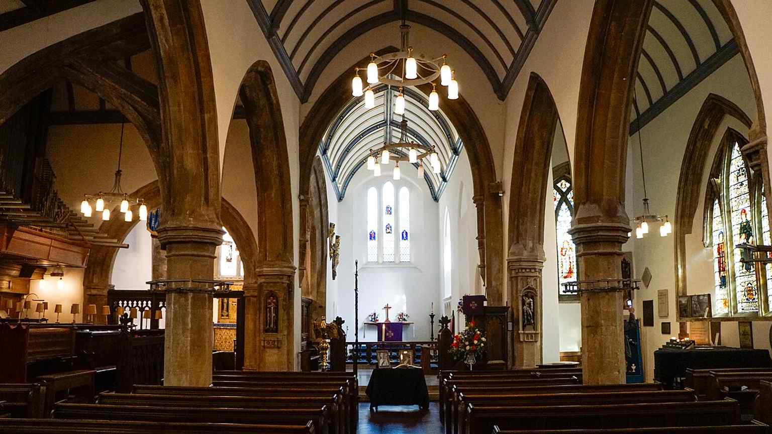 Inside the city church, where the tower displays historic objects linked to Oxford’s religious and civic history, including the Martyrs’ cell door.