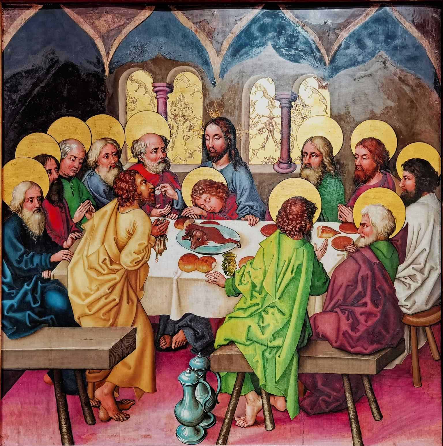 Colmar - Unterlinden Museum - Altarpiece of the Dominicans, Childhood and Passion of Christ - Martin Schongauer (ca 1445-1491) & Atelier, ca 1480 - Oil on wood panel - The Last Supper