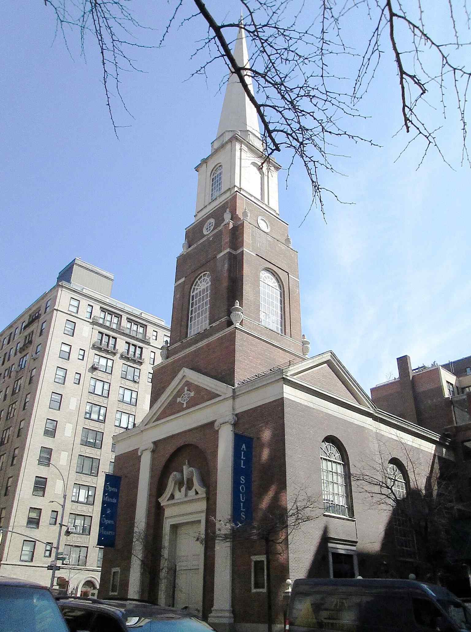 An interior view of the Unitarian Church of All Souls at 1157 Lexington Avenue, the congregation's fourth sanctuary, which opened in 1932.