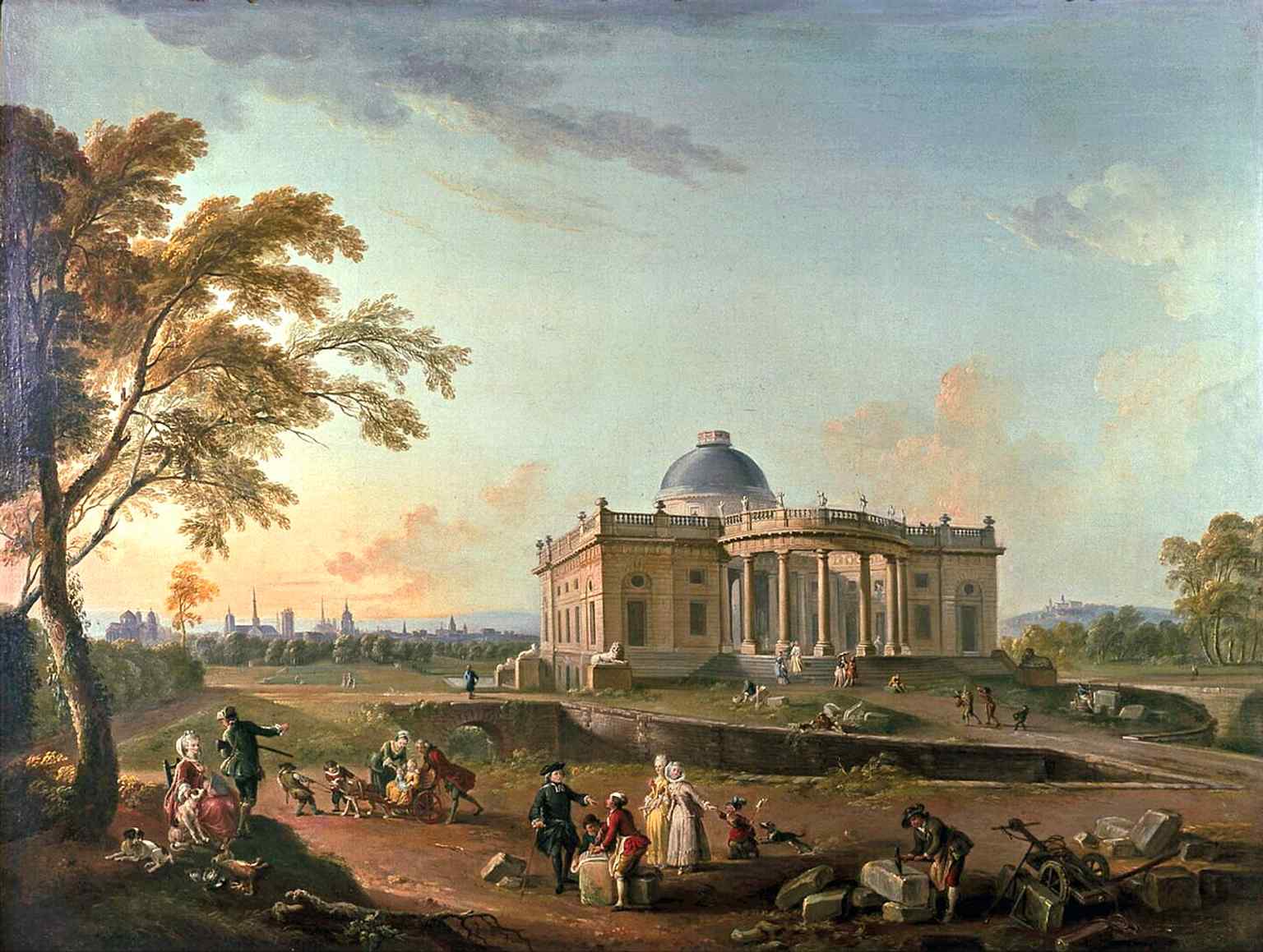 A view of the Château de Montmusard near Dijon by Jean-Baptiste Lallemand, an artist associated with the Dijon Drawing School, a unique provincial art institution of the 18th century.