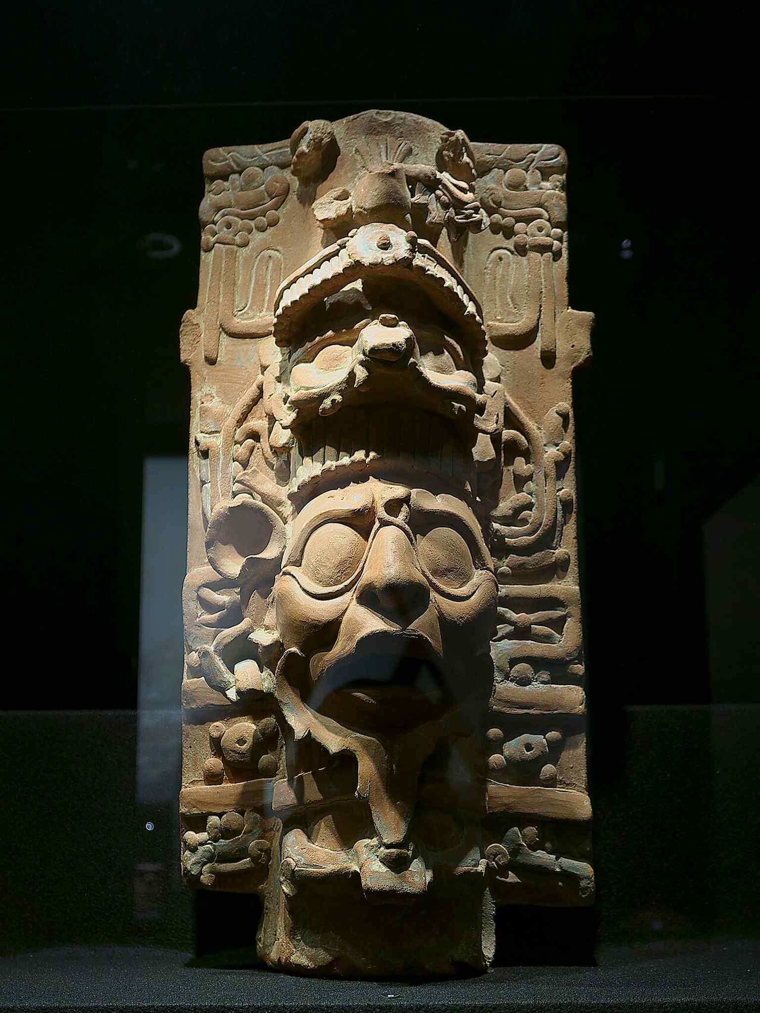 This Palenque-style censer depicting the Jaguar God of the Underworld is an example of Maya art from the Late Classic Period, reflecting the museum's extensive collection from the Americas.