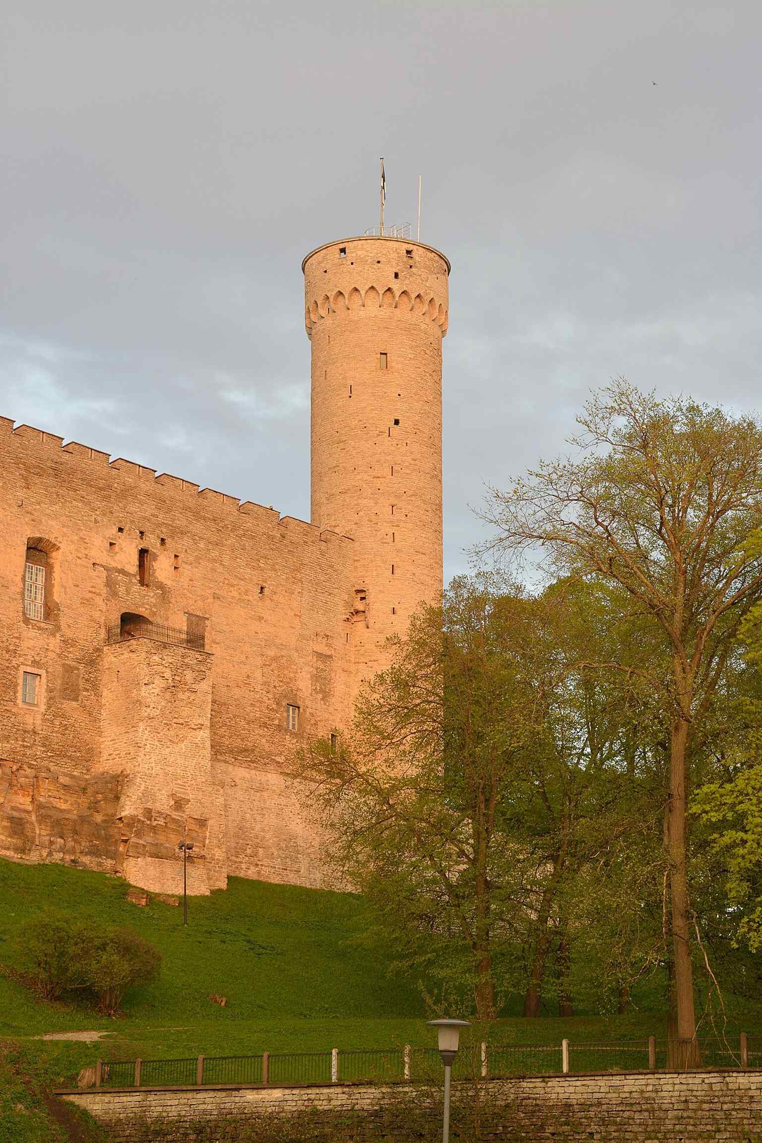 Tall Hermann Watchtower, first built in the 14th century and later rebuilt — today it remains the tower where Estonia’s flag is raised daily.