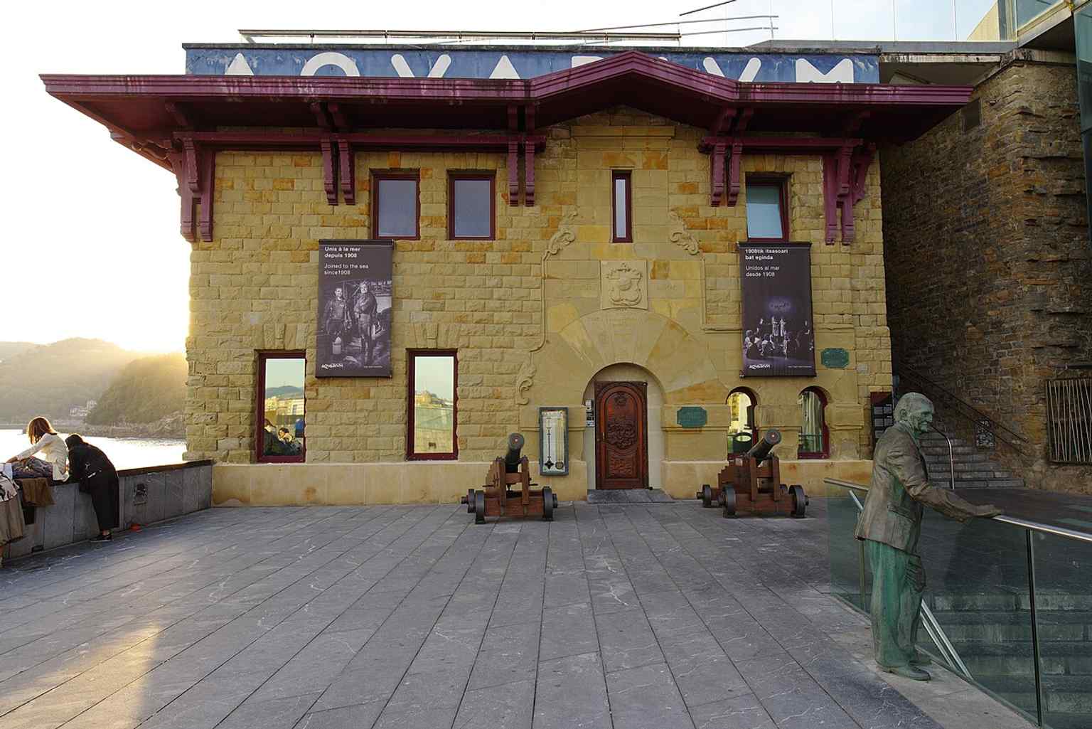 The main façade of San Sebastian Aquarium, home to one of Spain’s first museums devoted to natural sciences and oceanography.