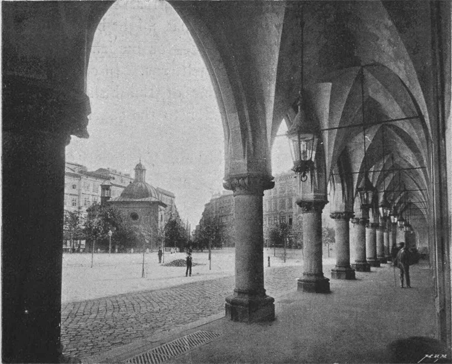 An early 20th-century postcard-style view of the church, useful for showing how long St. Adalbert has been a familiar landmark in Kraków.