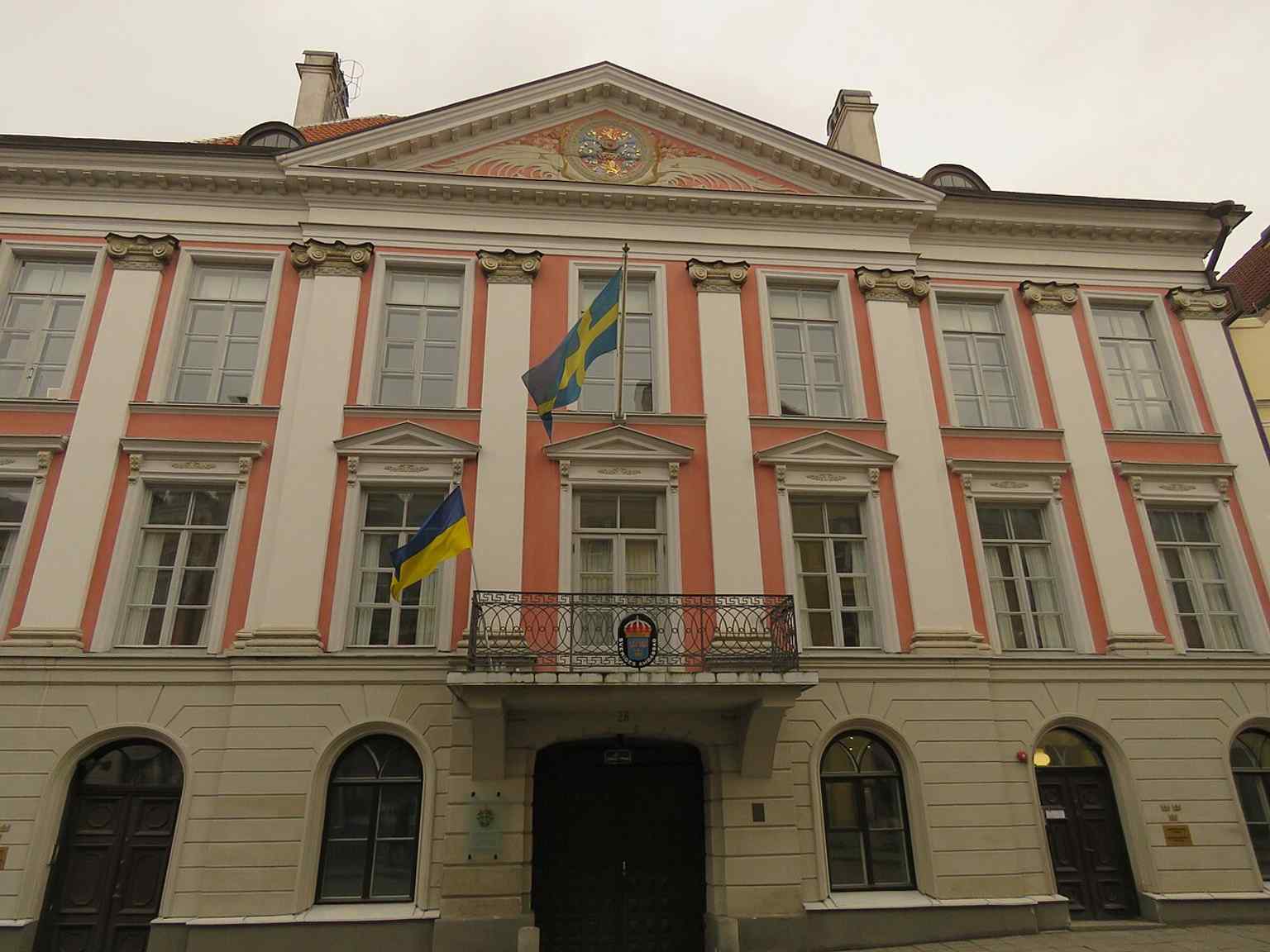 A contemporary view of Rosen Palace in Tallinn’s Old Town, a baroque manor that now houses Sweden’s embassy.
