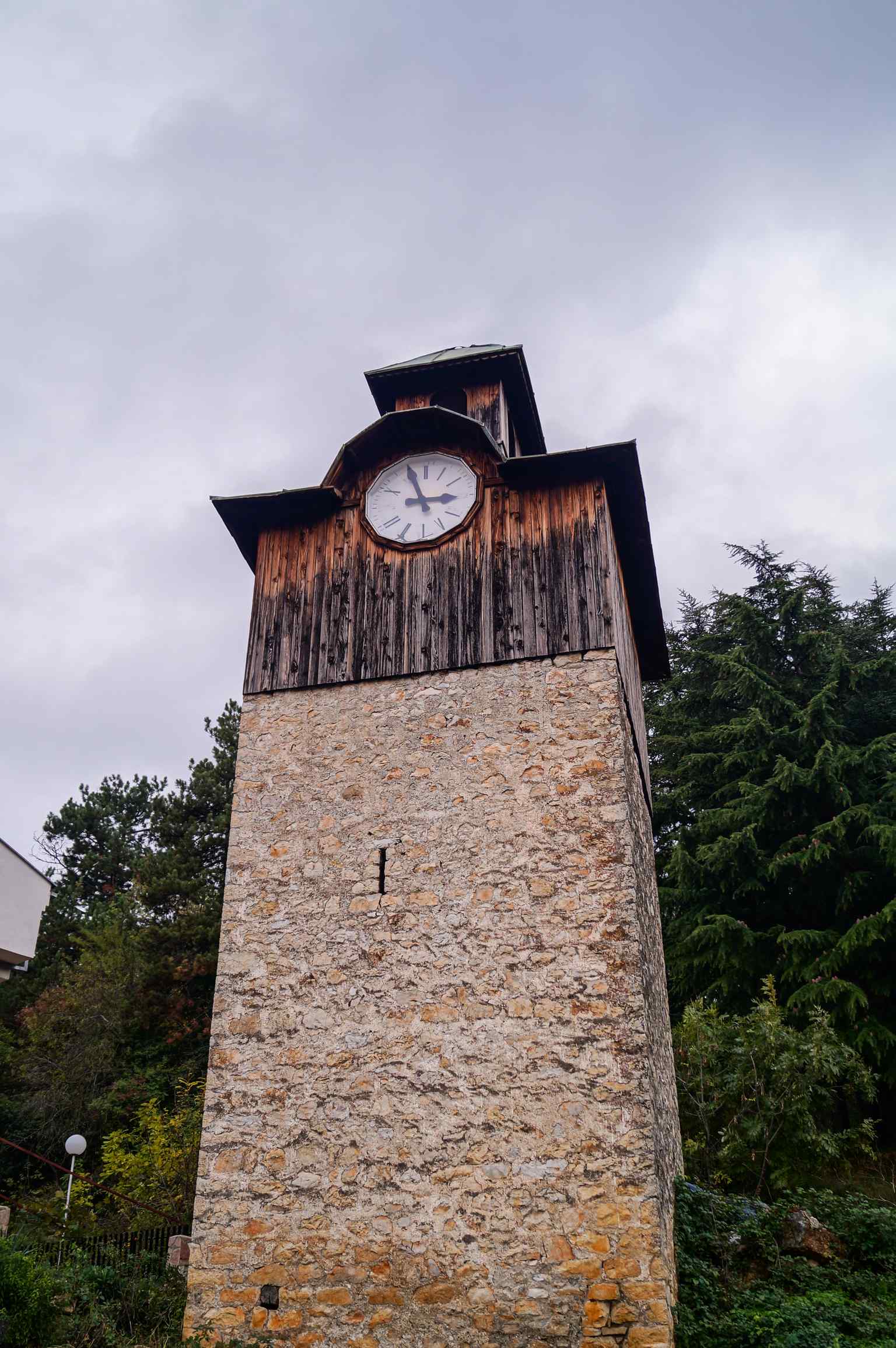This image shows the modest stone form of the Clock Tower, constructed in 1726 as a gift to the citizens after the bey's daughter was miraculously cured.