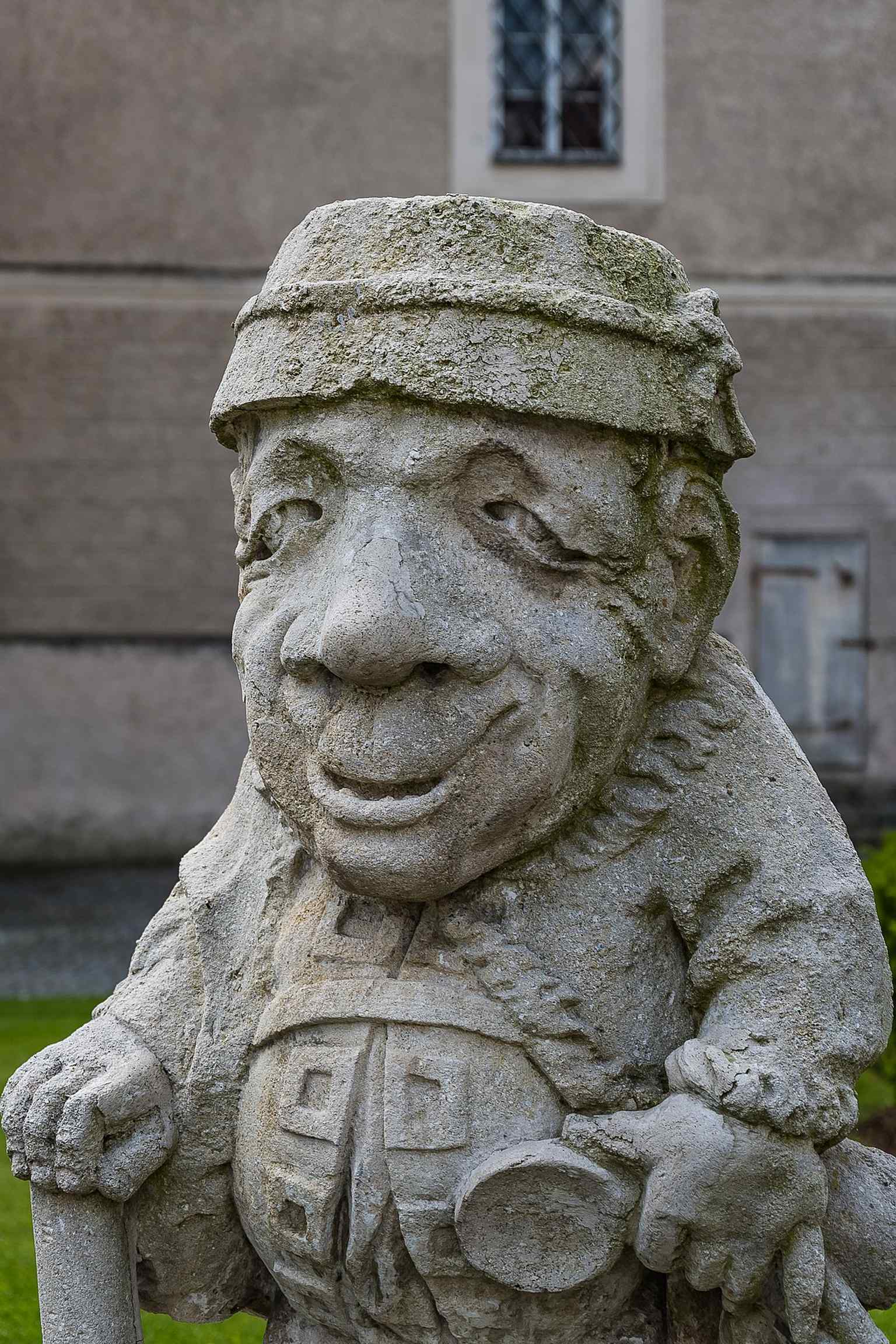 The allegory of Spring from the courtyard sculpture set, part of the seasonal figures added to Lamberg Castle’s garden ensemble.