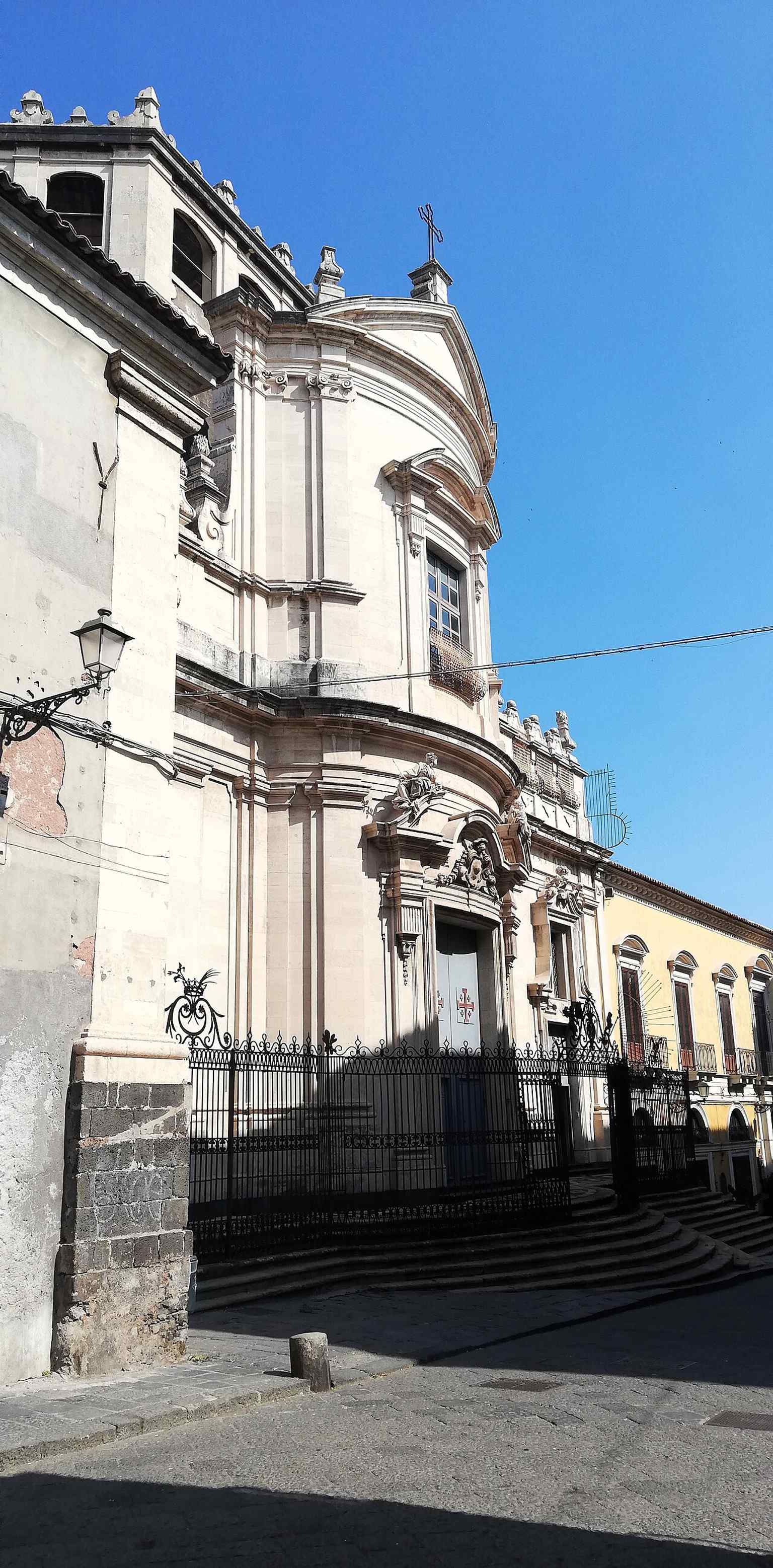 The church façade of San Giuliano in Catania, a graceful Baroque frontage on Via dei Crociferi opposite the Jesuit College.
