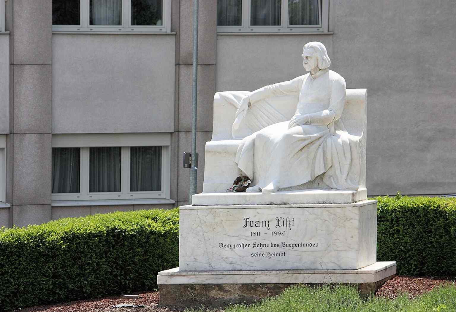 The Liszt Monument on Esterhazyplatz, a civic memorial that was funded by public donations rather than only by the city budget.