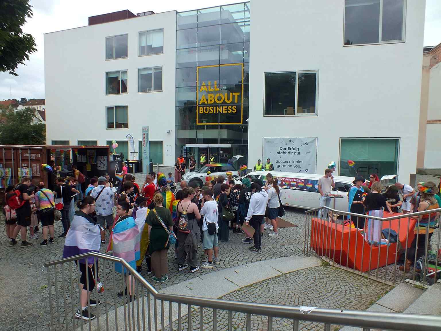 A lively outdoor scene at the museum during Pride 2024, a good fit for its role as a place for workshops and public dialogue.