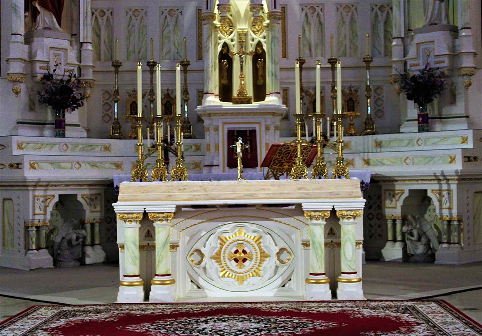 A richly detailed interior view that highlights the cathedral’s architecture and ceremonial setting for diocesan worship.