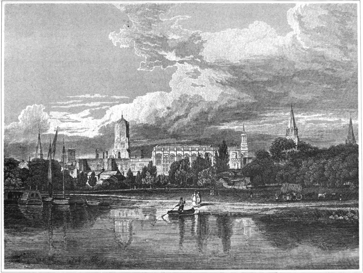 An 1893 view from the Meadows — a reminder that Christ Church has long drawn artists and visitors to its riverside setting.