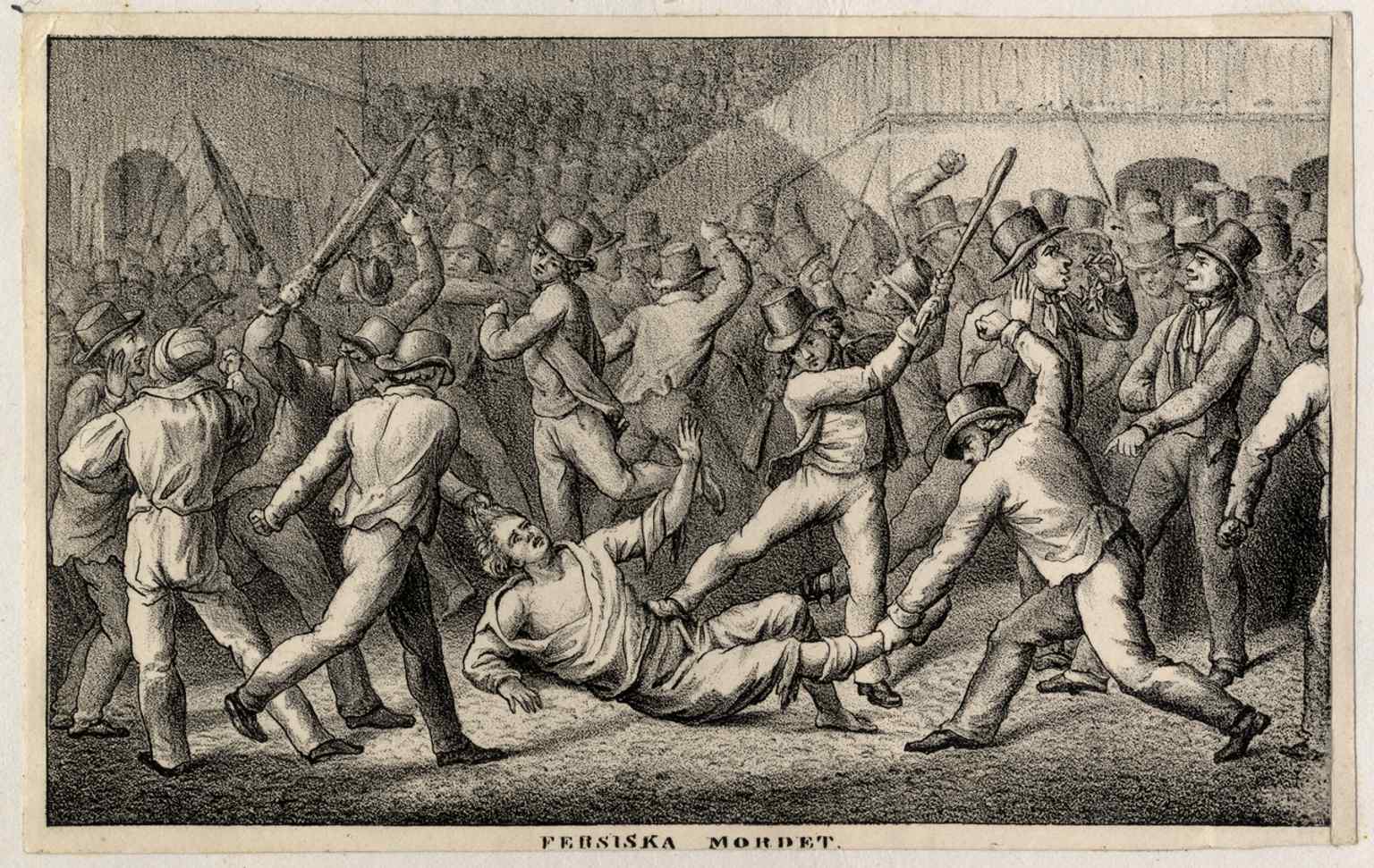 An early 19th-century print of Fersen’s murder, capturing the infamous lynching that later became known as “the bottom of Swedish disgrace.”