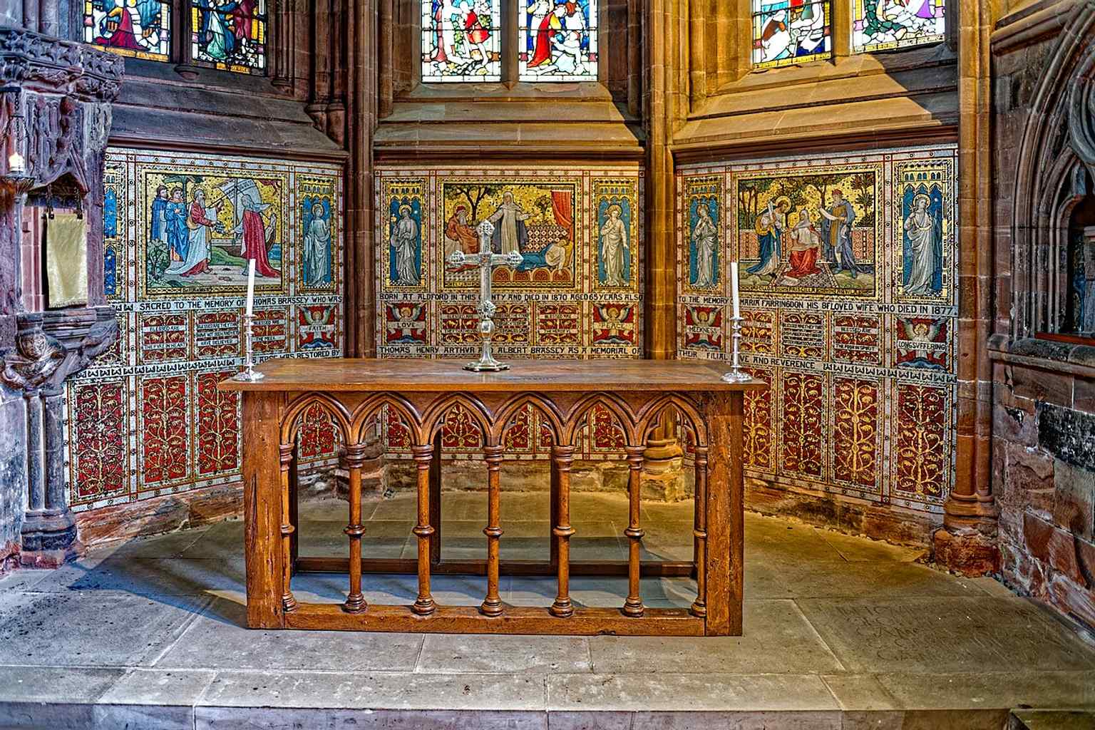 The Lady Chapel dates from the 13th century and houses the shrine of Saint Werburgh, the cathedral’s much-venerated medieval saint.