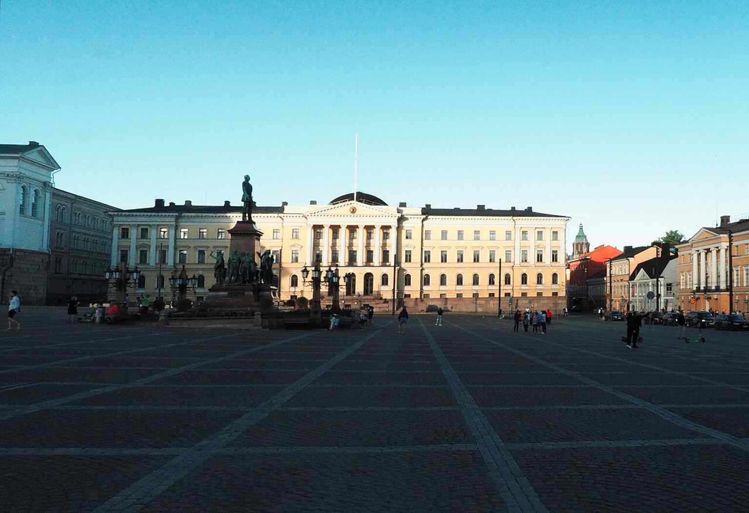 The Government Palace on the east side of the square, one of Engelin’s key monuments and part of the formal empire-style ensemble.