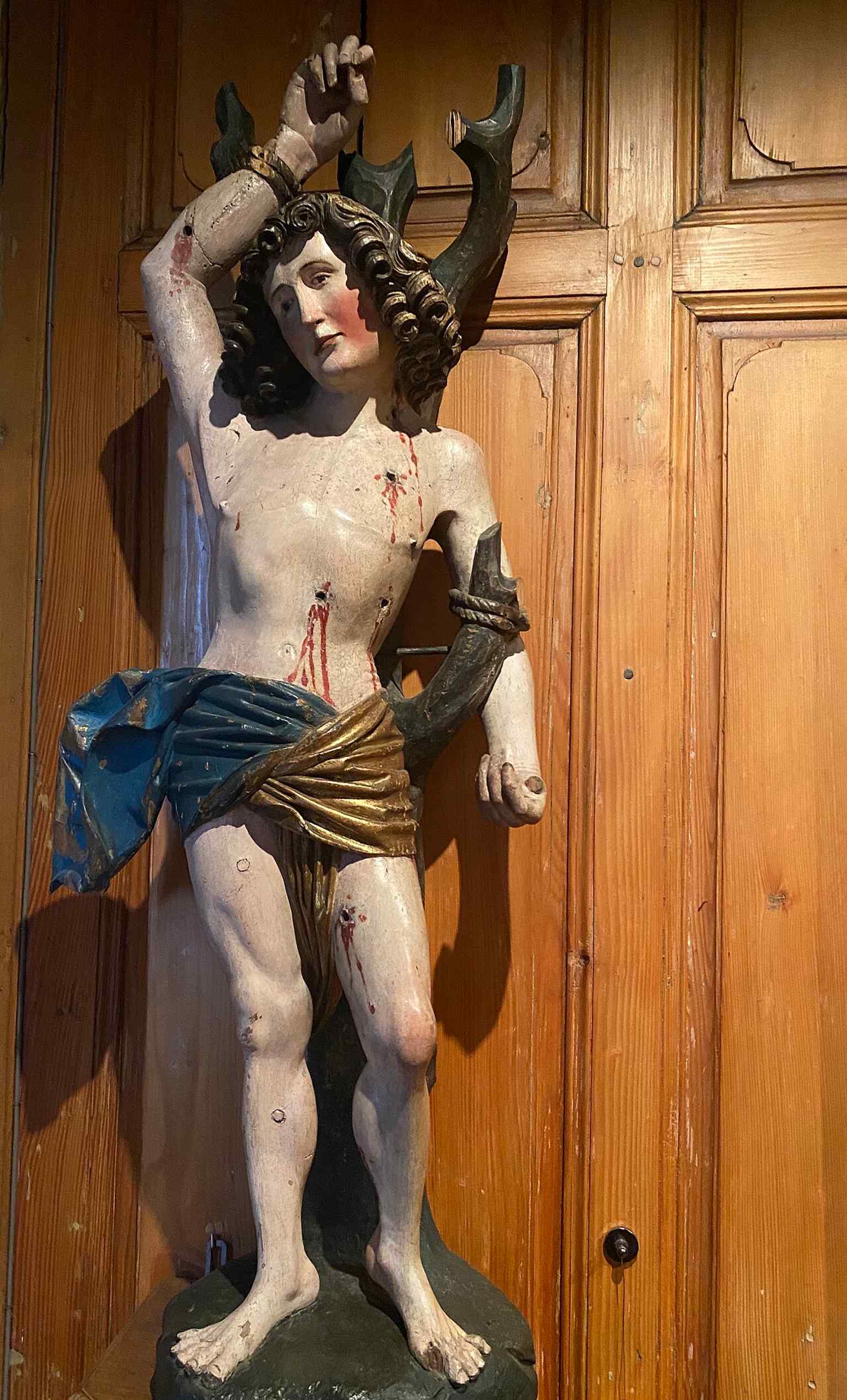 A late medieval Saint Sebastian, an example of the museum’s religious art and devotional objects.