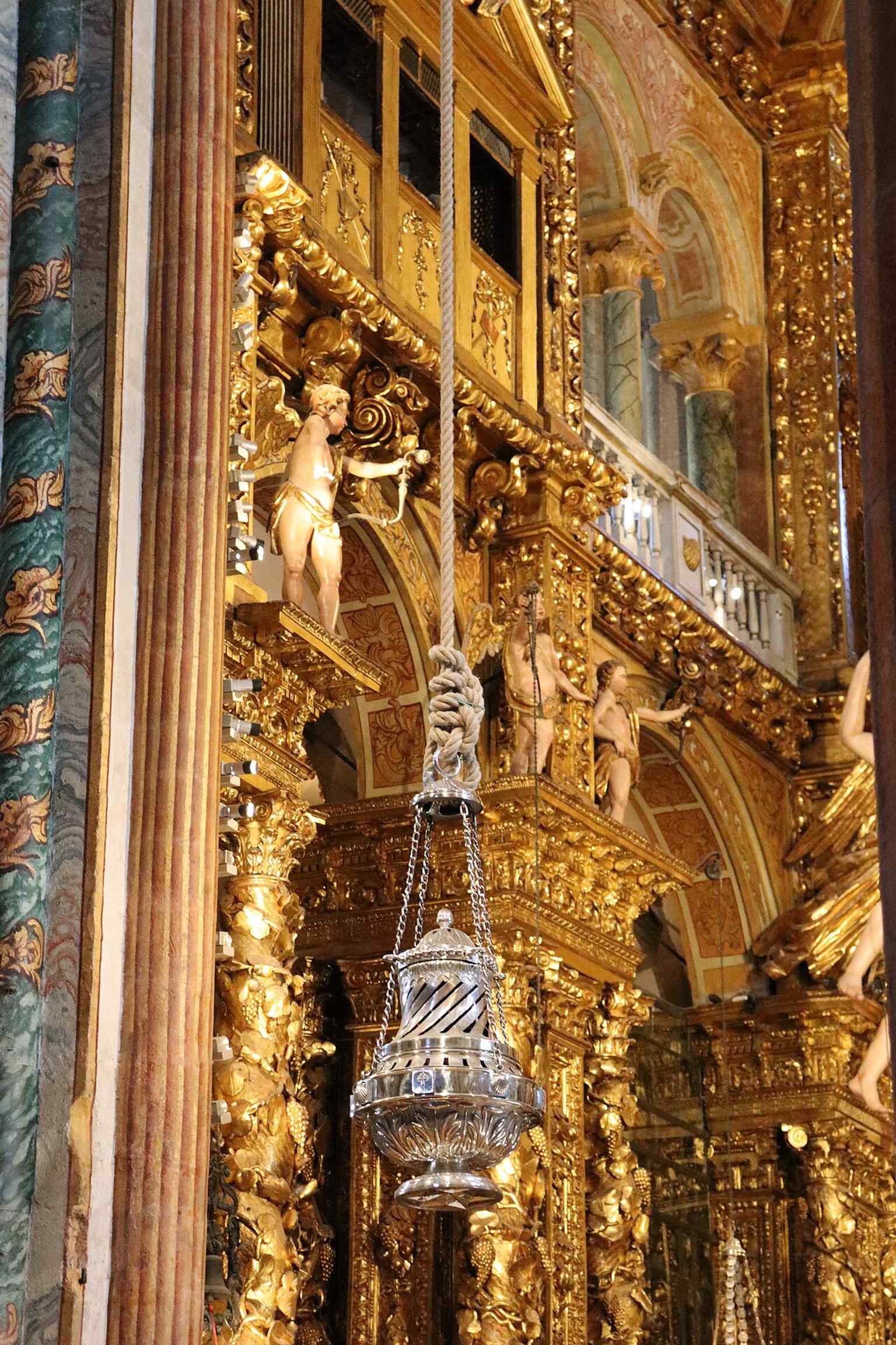 The iconic Botafumeiro, a massive censer weighing over 100 kg when full, swings up to 68 km/h across the transept, traditionally used to purify the air from weary pilgrims.