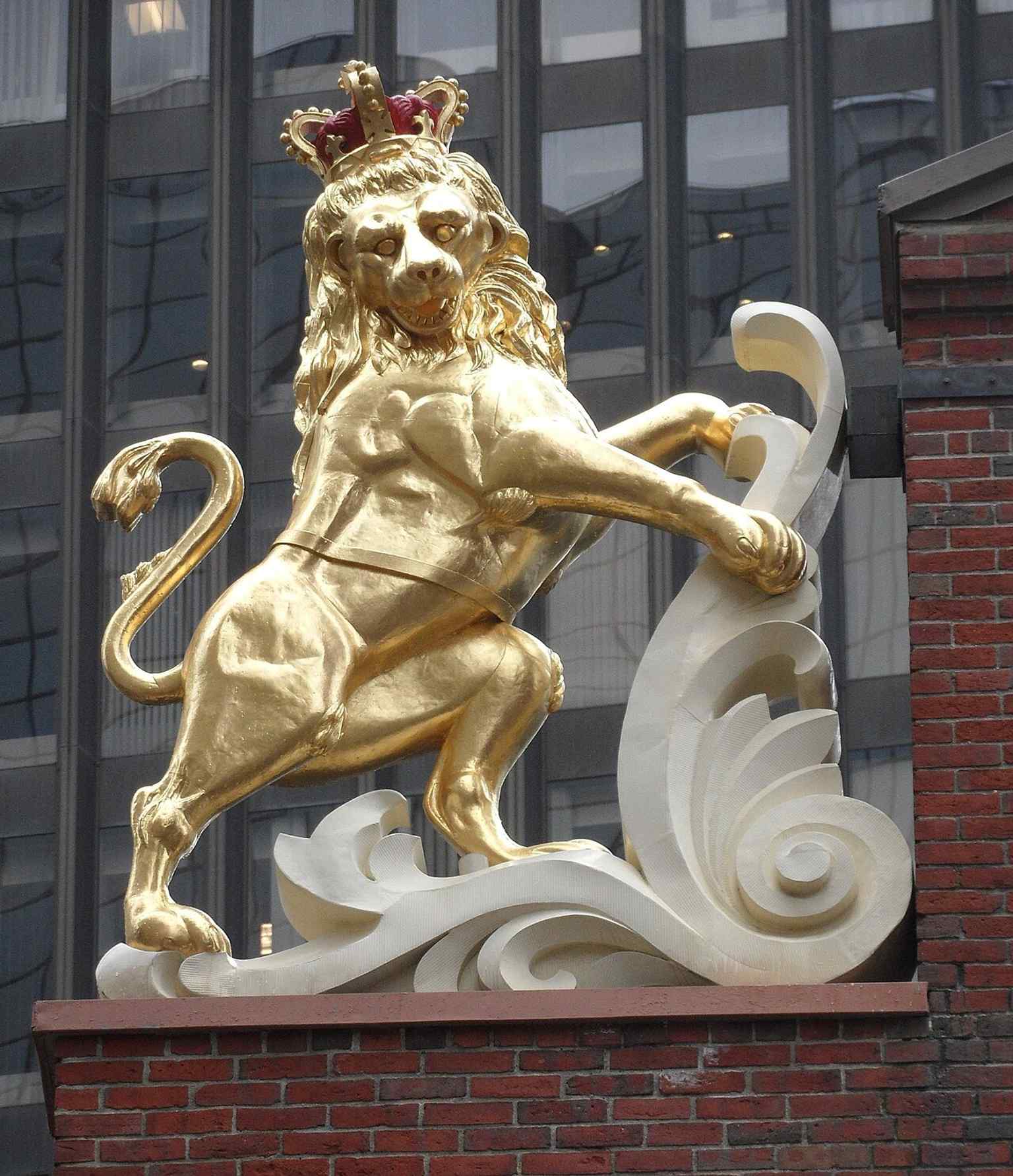 The lion motif on the Old State House facade pairs with the unicorn as a reminder of the building’s colonial-era decoration.