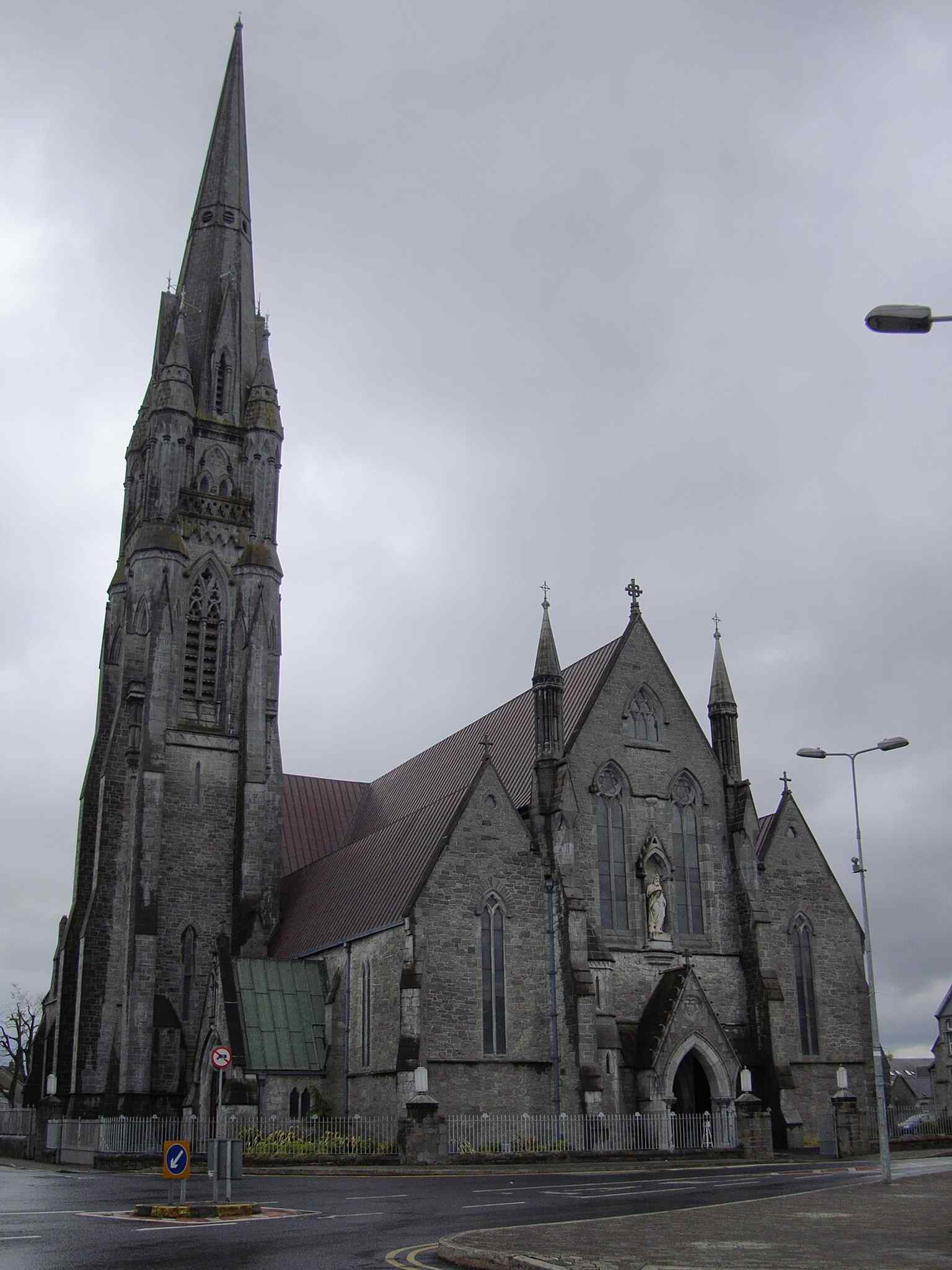 An exterior view that highlights the cathedral's 'severe' architectural style and minimal external decoration, a design approach influenced by Philip Charles Hardwick's mentor, Augustus Pugin.