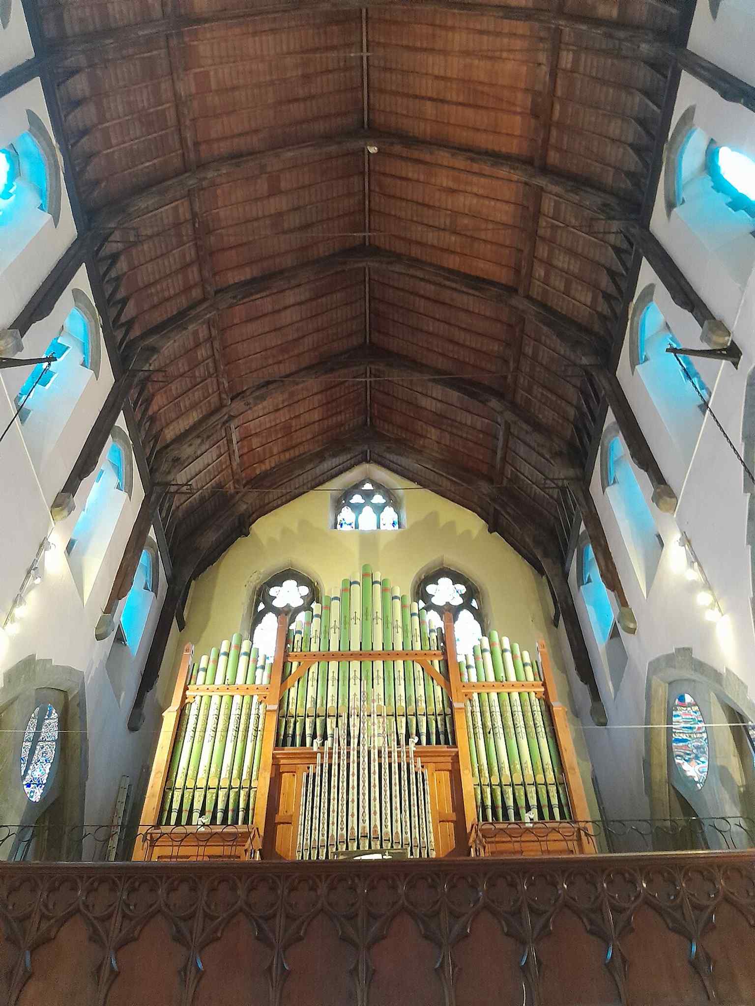 The main altar area, where the altar is constructed using local Limerick marble, a significant feature within the cathedral's interior, though the carving of Abraham's sacrifice is not clearly visible here.