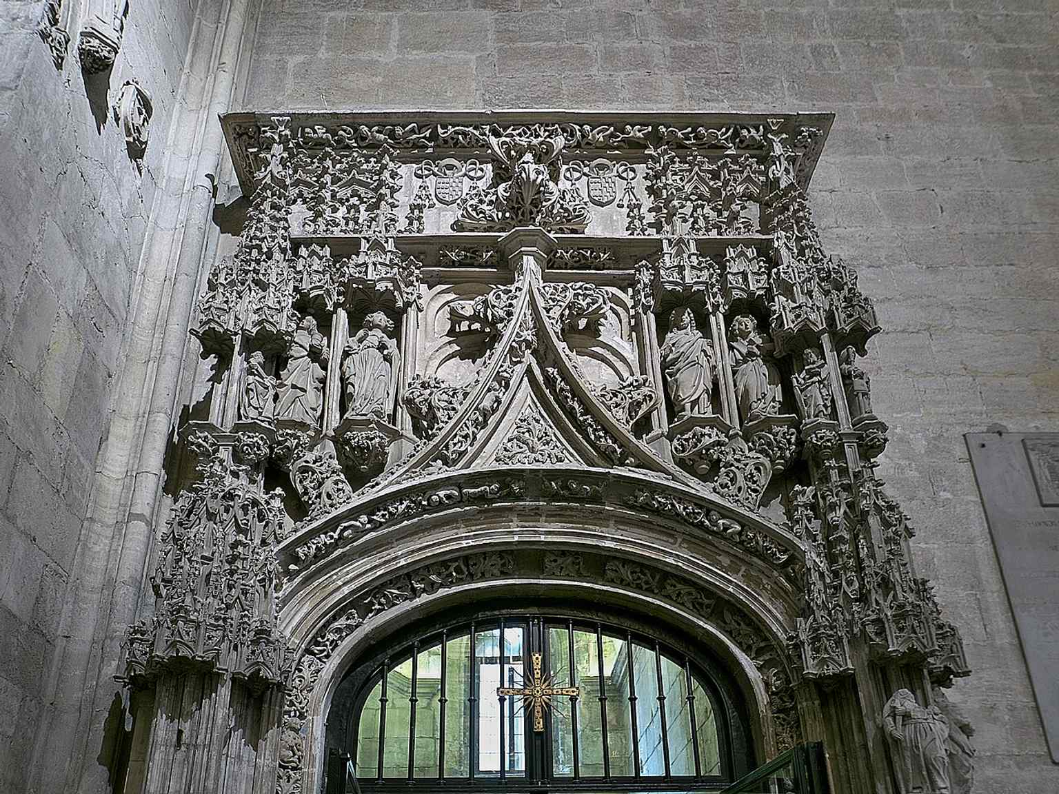 The Gothic entrance to the Holy Chamber of Oviedo, showing the access point into the reliquary that guarded the cathedral’s treasures.