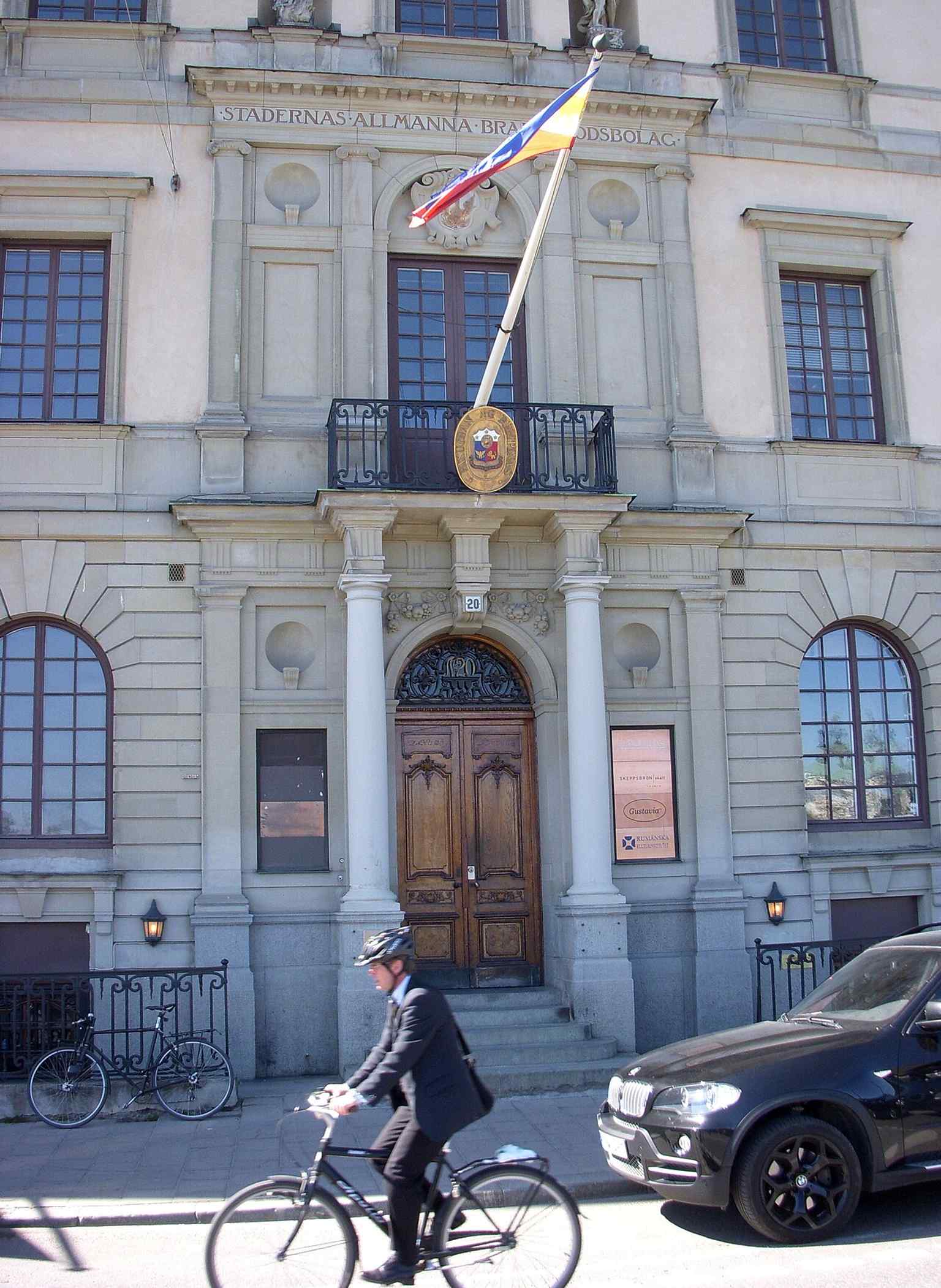 Skeppsbron 20, the Philippine Embassy in the former Brandstodsbolaget building, showing the ornate merchant architecture along the quay.