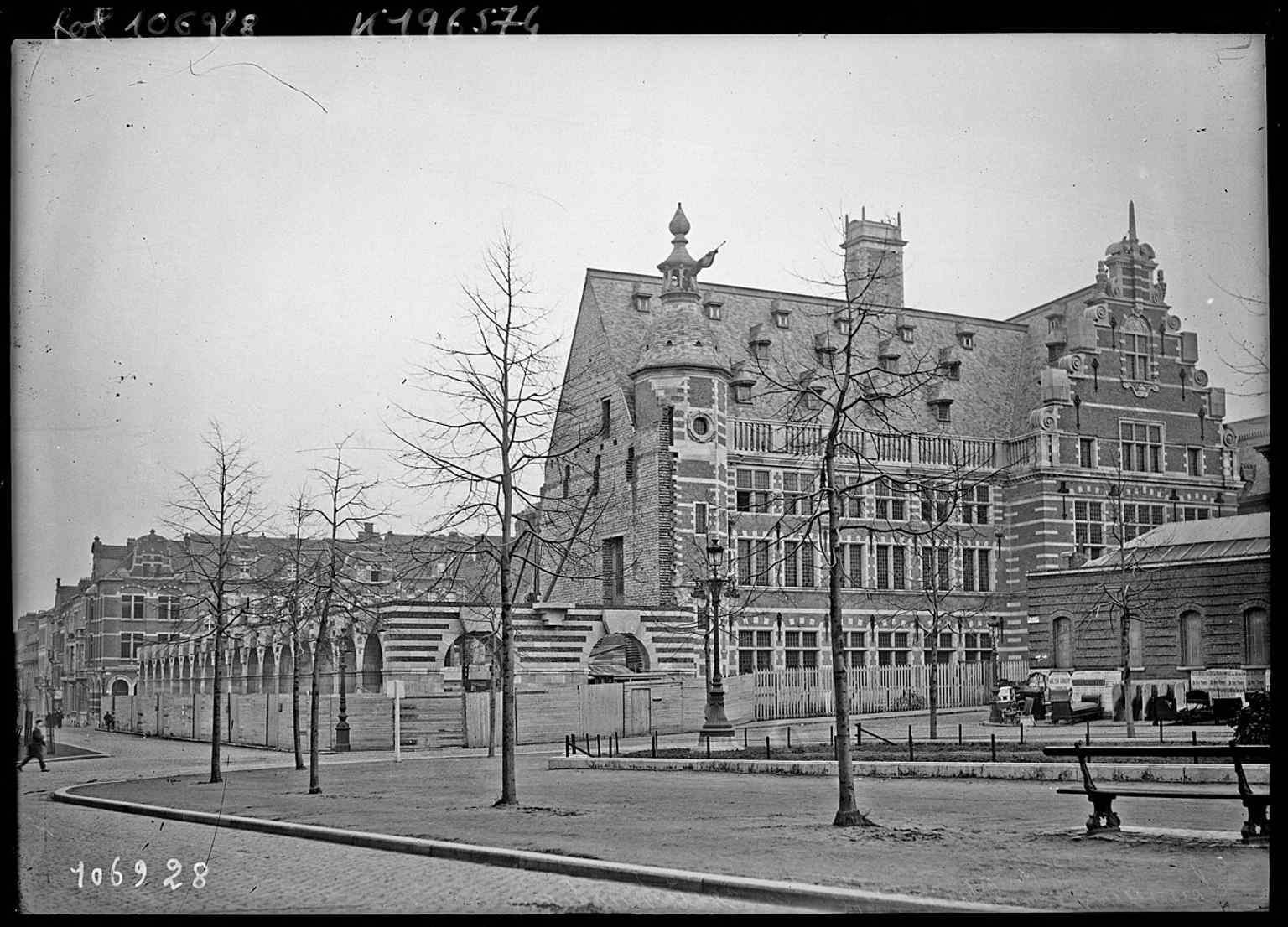 The university library under construction in 1926, showing the postwar rebuilding effort funded by American donations.