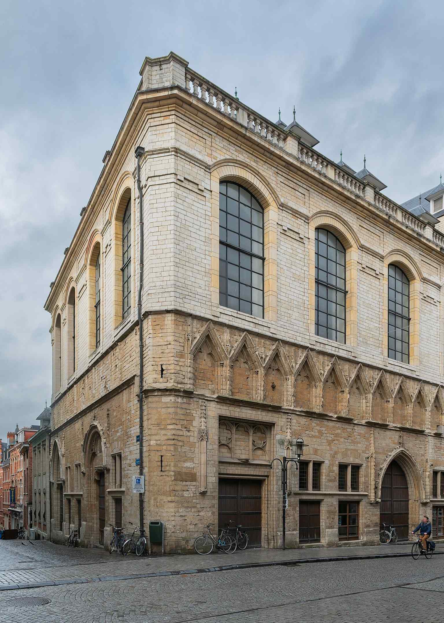A recent full-height exterior view that shows the hall as it stands today, after major rebuilding and ongoing conservation.