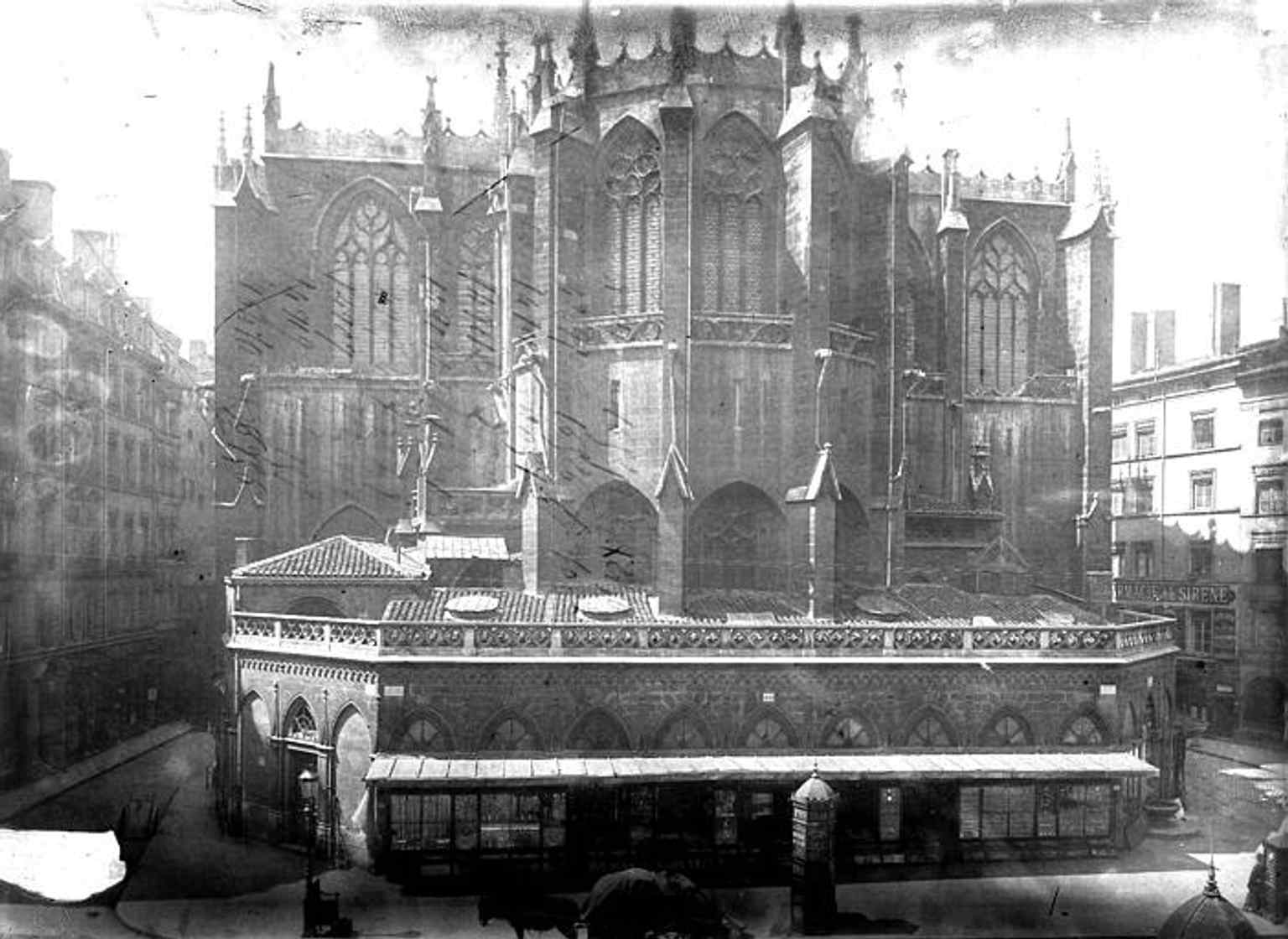 An early historical photograph of the apse, showing Saint-Nizier before later restorations and additions.