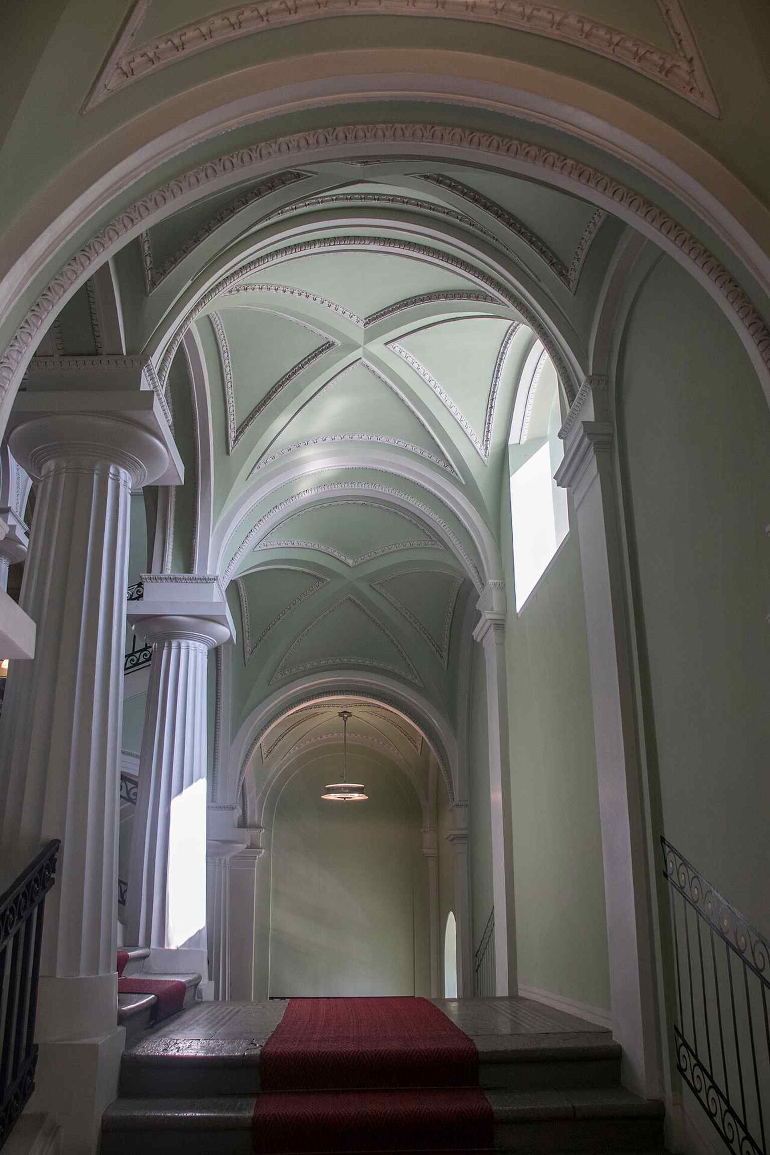 A close look at the grand staircase ceiling, one of the palace’s most famous surviving interiors and a highlight of Engel’s original design.