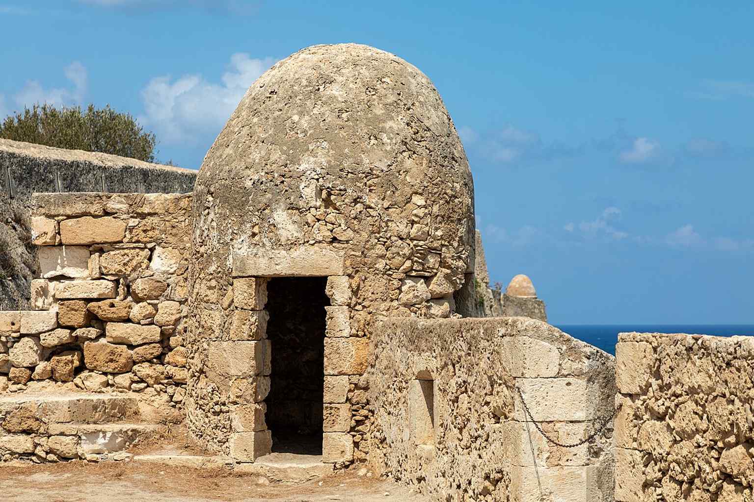A watchtower integrated into the breastwork of the Fortezza, from where guards would have monitored for potential threats during Venetian and Ottoman rule.