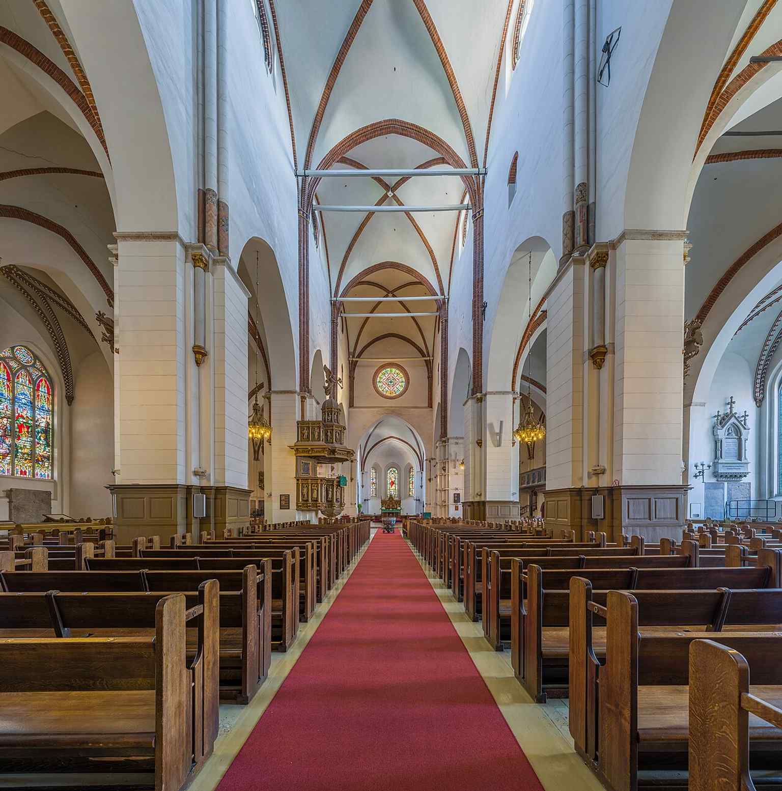 The nave interior, where the cathedral’s Gothic character is most visible beneath later decorative additions.