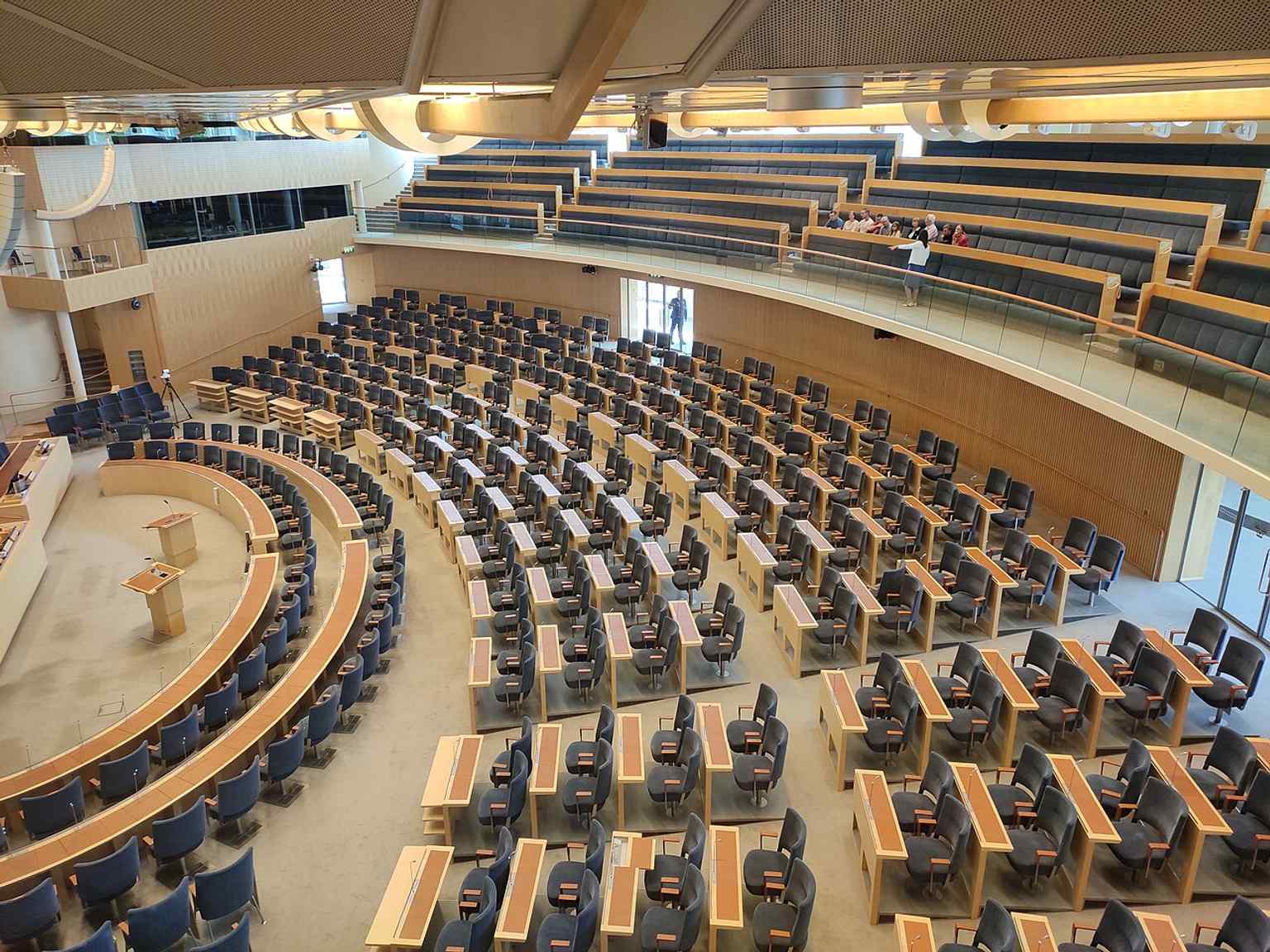 The meeting room inside the Riksdag, a good visual for committee work and day-to-day parliamentary decision-making.