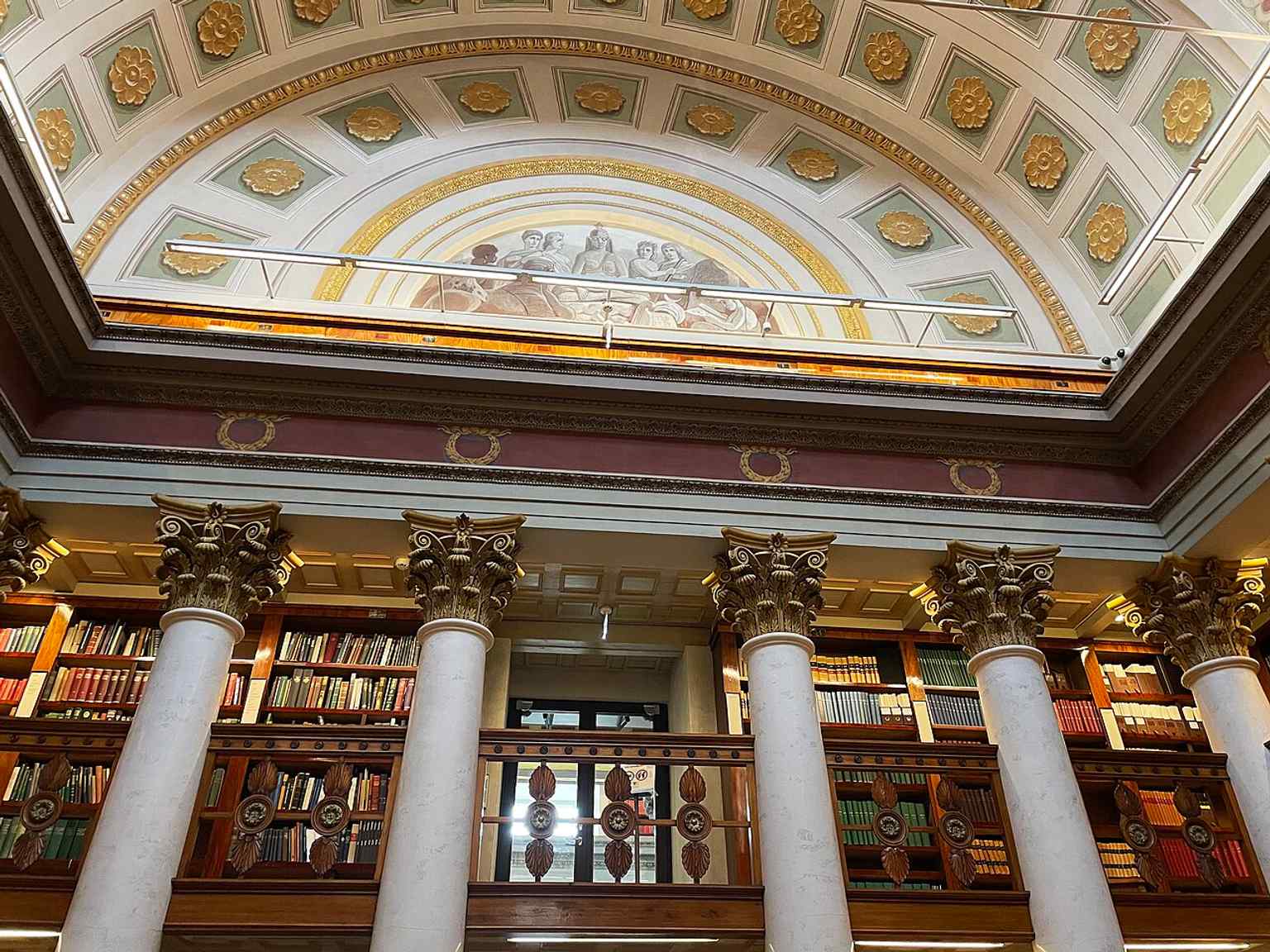 The Rotunda interior with shelves and wall decoration, part of the palonkestävä storage expansion made for the growing collections.