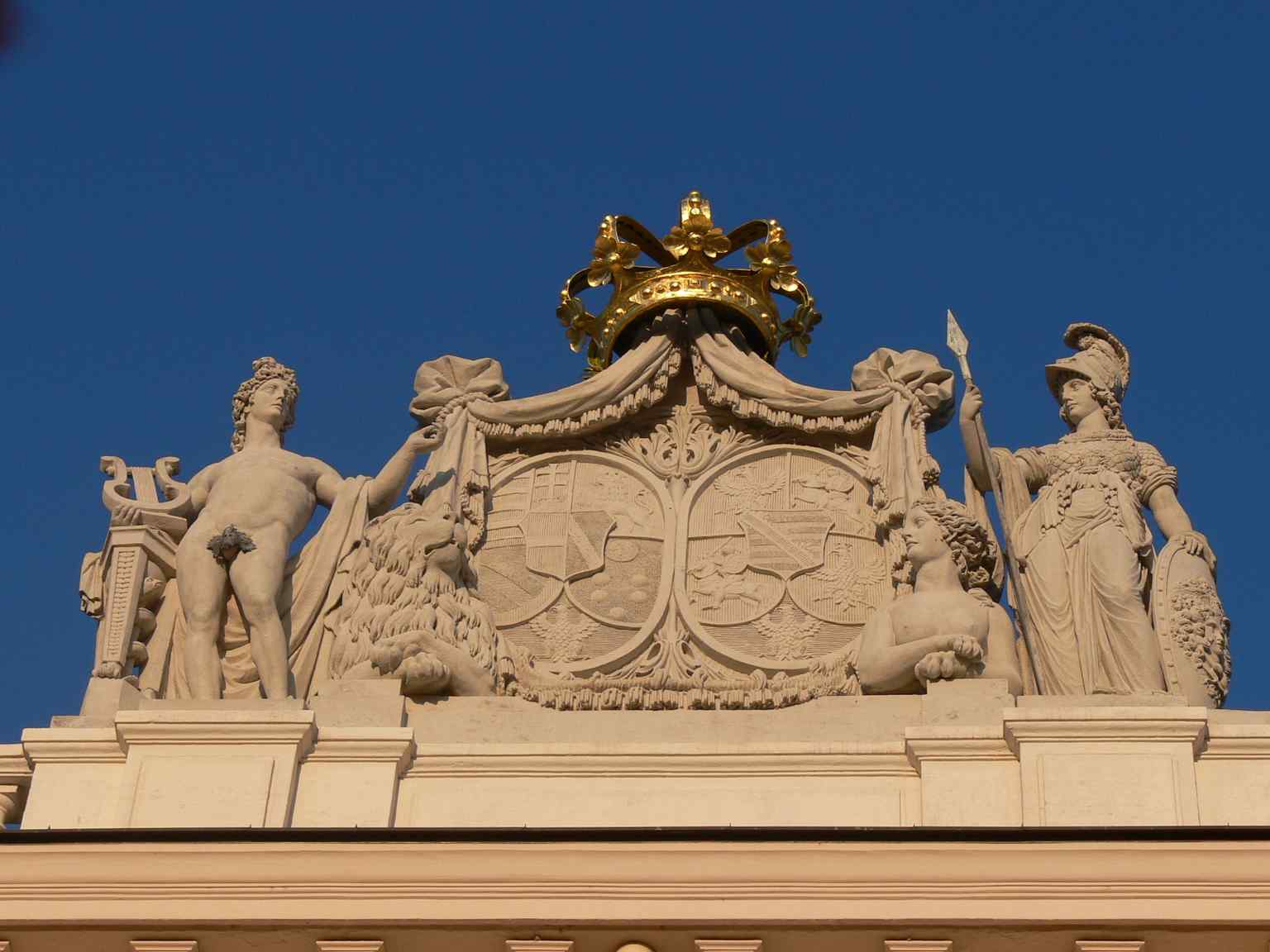 The coats of arms of Archduchess Marie Christine and her husband Albert Casimir, Duke of Sachsen-Teschen, who founded the Albertina's globally significant graphic collection in 1776.