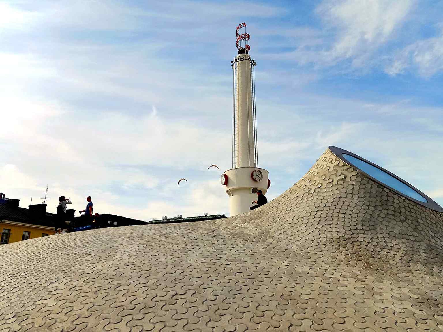 A clear view of Amos Rex’s roofscape, showing the conical skylights that made the underground museum instantly recognizable.