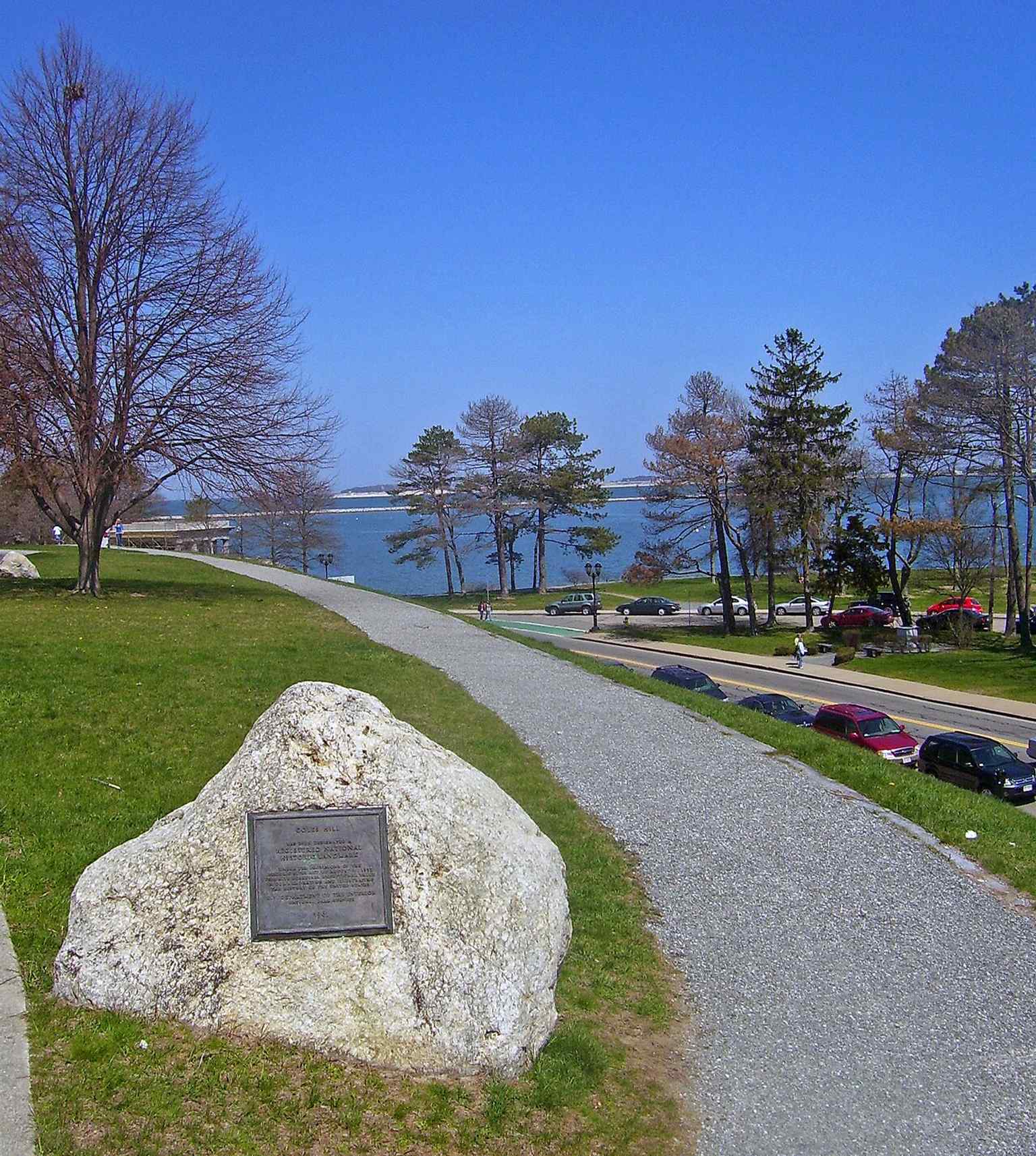 Cole's Hill, now a public park, was the site of the first cemetery used by Mayflower Pilgrims in 1620 and is a National Historic Landmark.