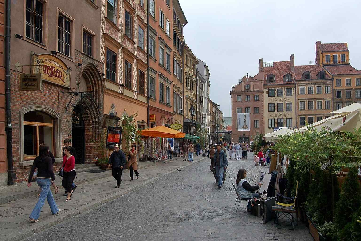 A view of the Kołłątaj side, illustrating the western frontage that once bordered the market and trade activity of the old square.