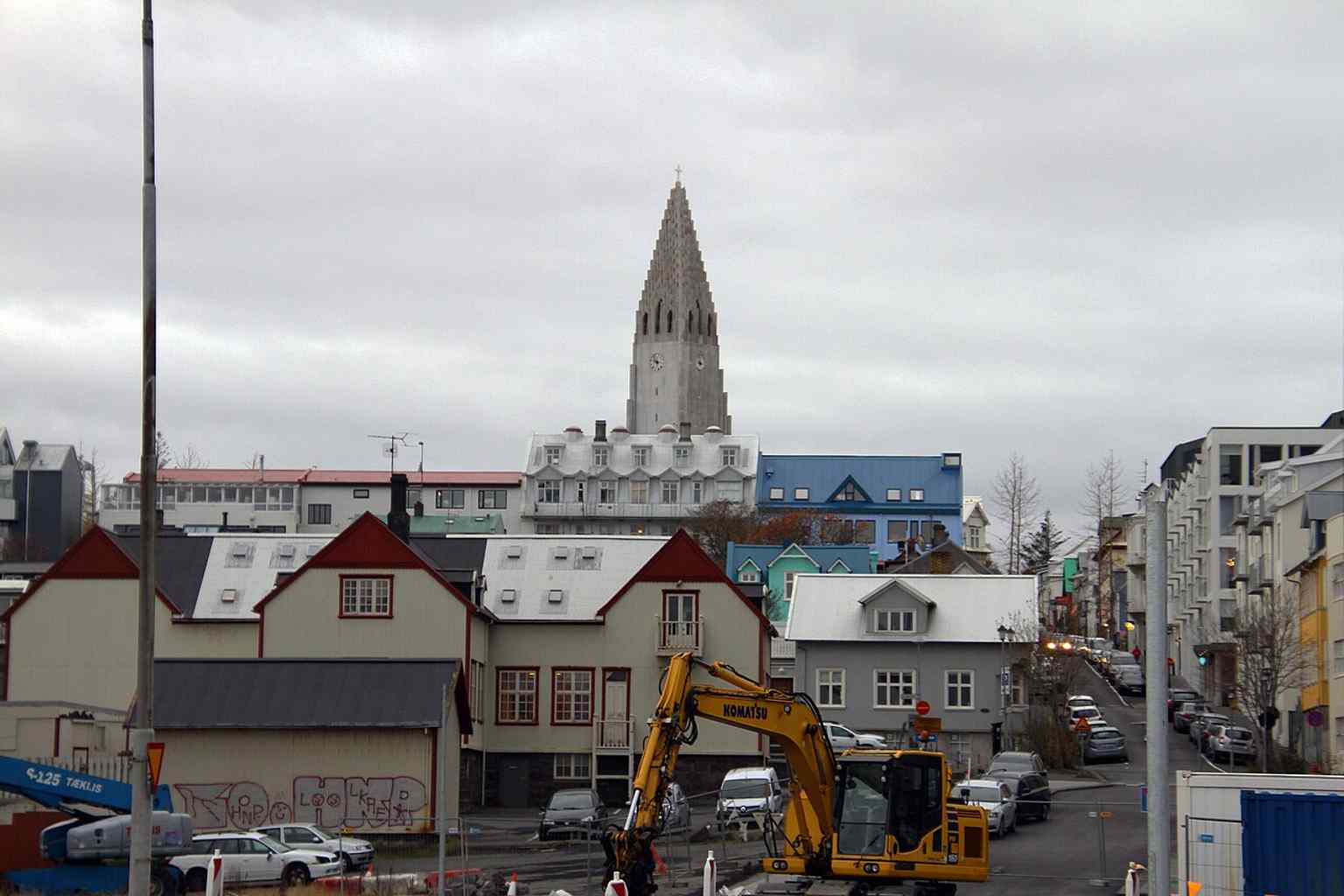 A wider city view shows Hallgrímskirkja rising above Reykjavík, just as it dominates the skyline from across town.
