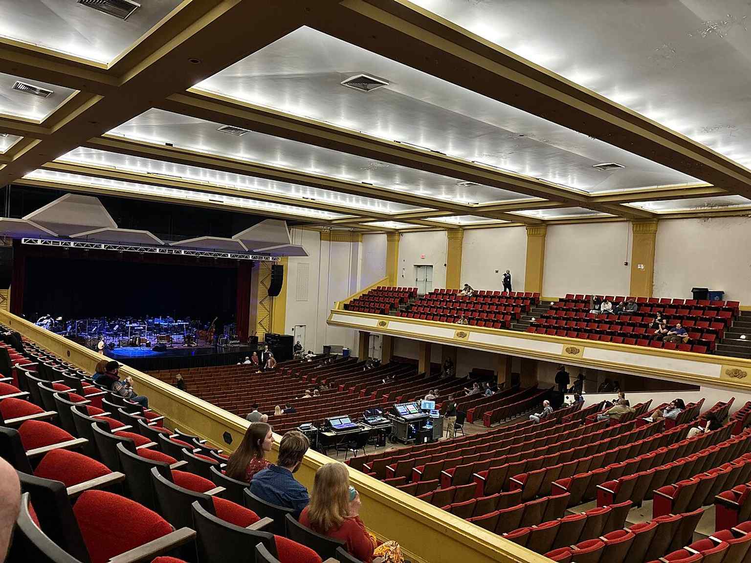 Inside Thomas Wolfe Auditorium at Harrah's Cherokee Center, the horseshoe-shaped theatre that dates back to 1939 and was later renovated as part of Asheville’s civic center complex.