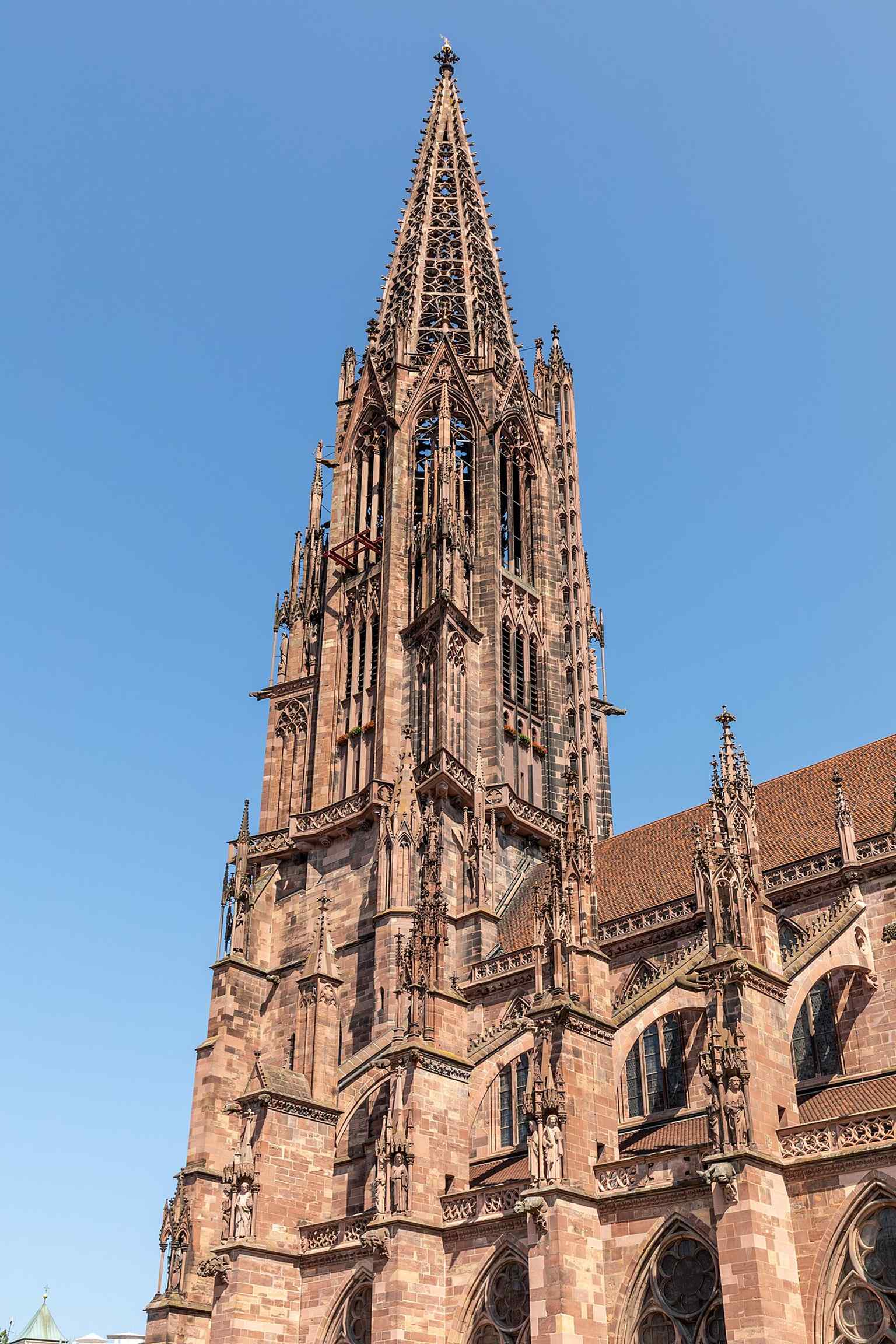 The soaring west tower, the Minster’s most famous feature and one of the great Gothic towers of Europe.