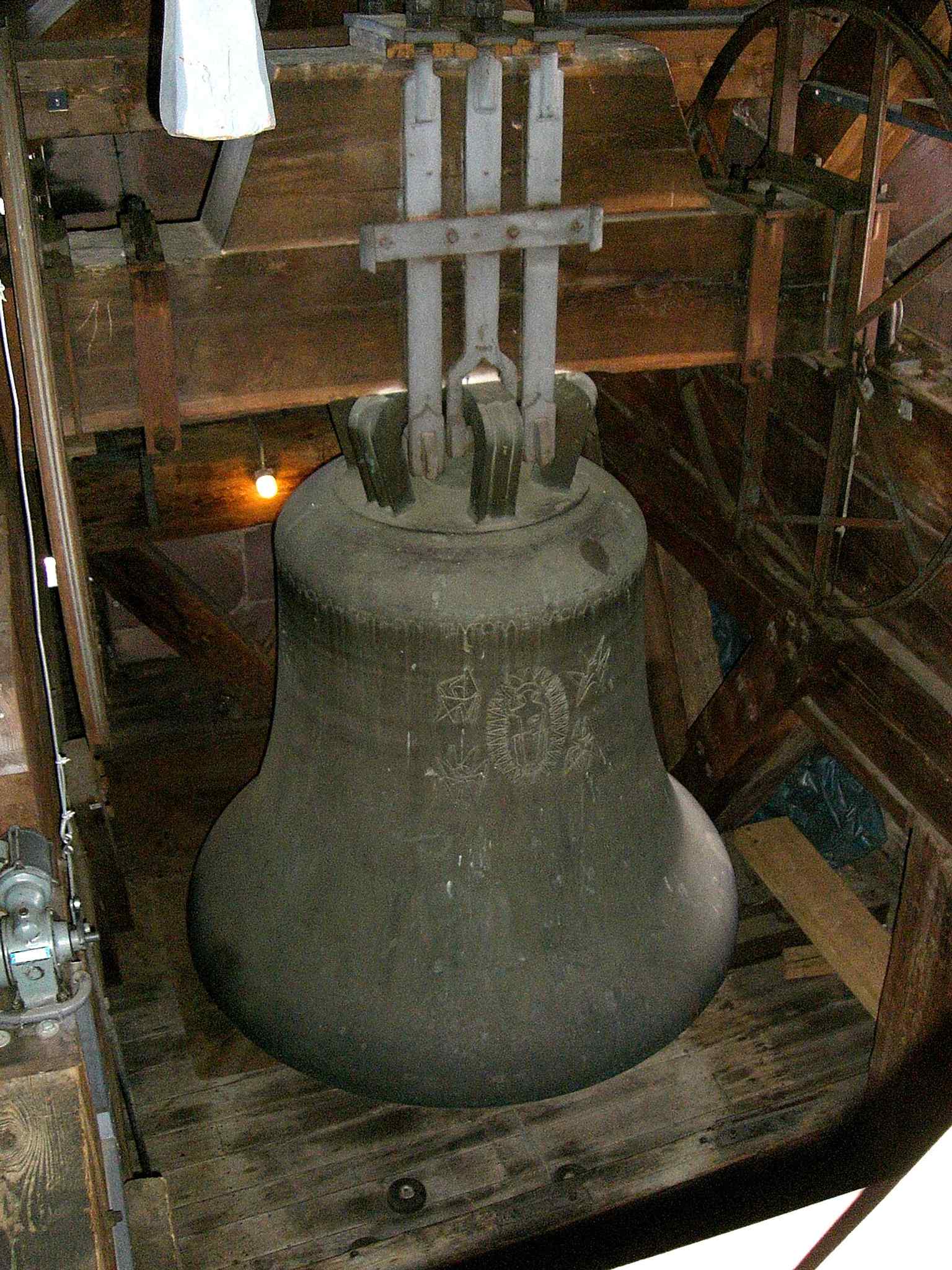 The Christ bell in the tower — a reminder that the Minster’s bells remain part of its daily life.