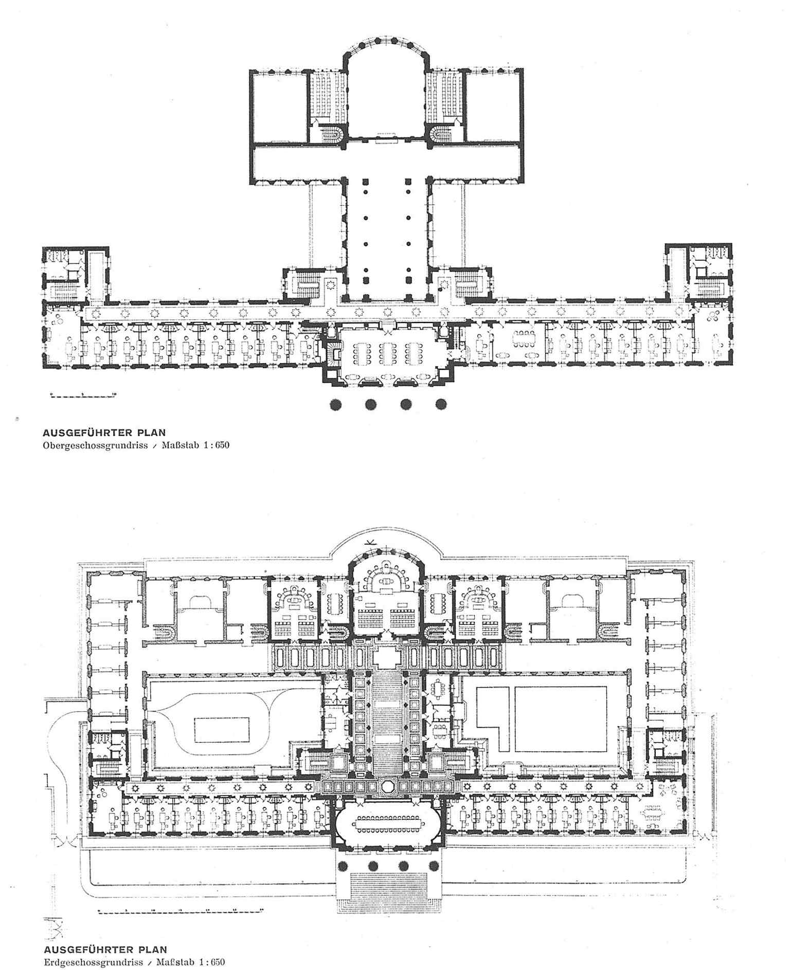 The original floor plan of the Lausanne Federal Supreme Court building, showing how the 1922–1927 move to Parc Mon Repos was carefully designed from the start.